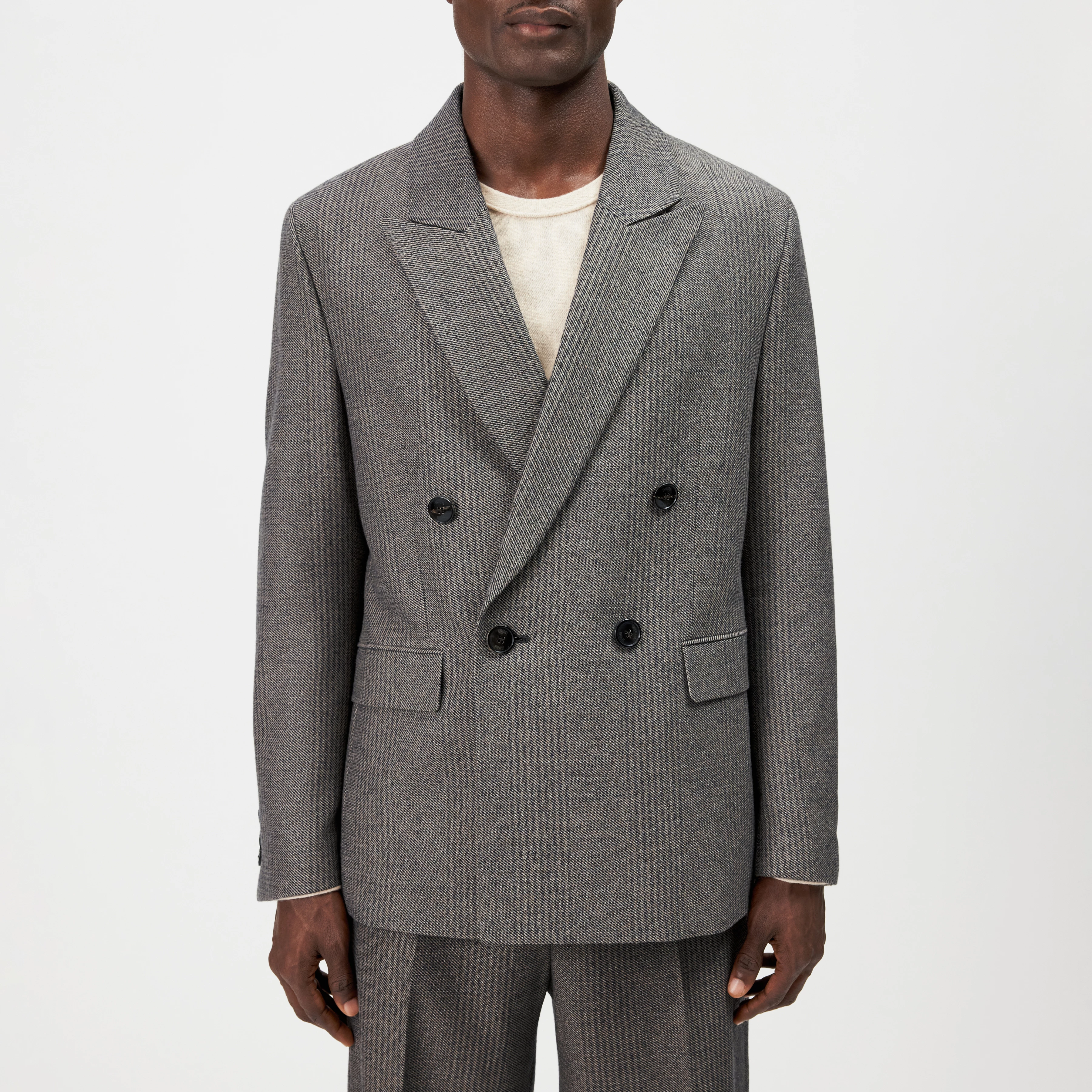 LOWAN - Double-breasted wool-blend blazer - men - brown - Frontansicht