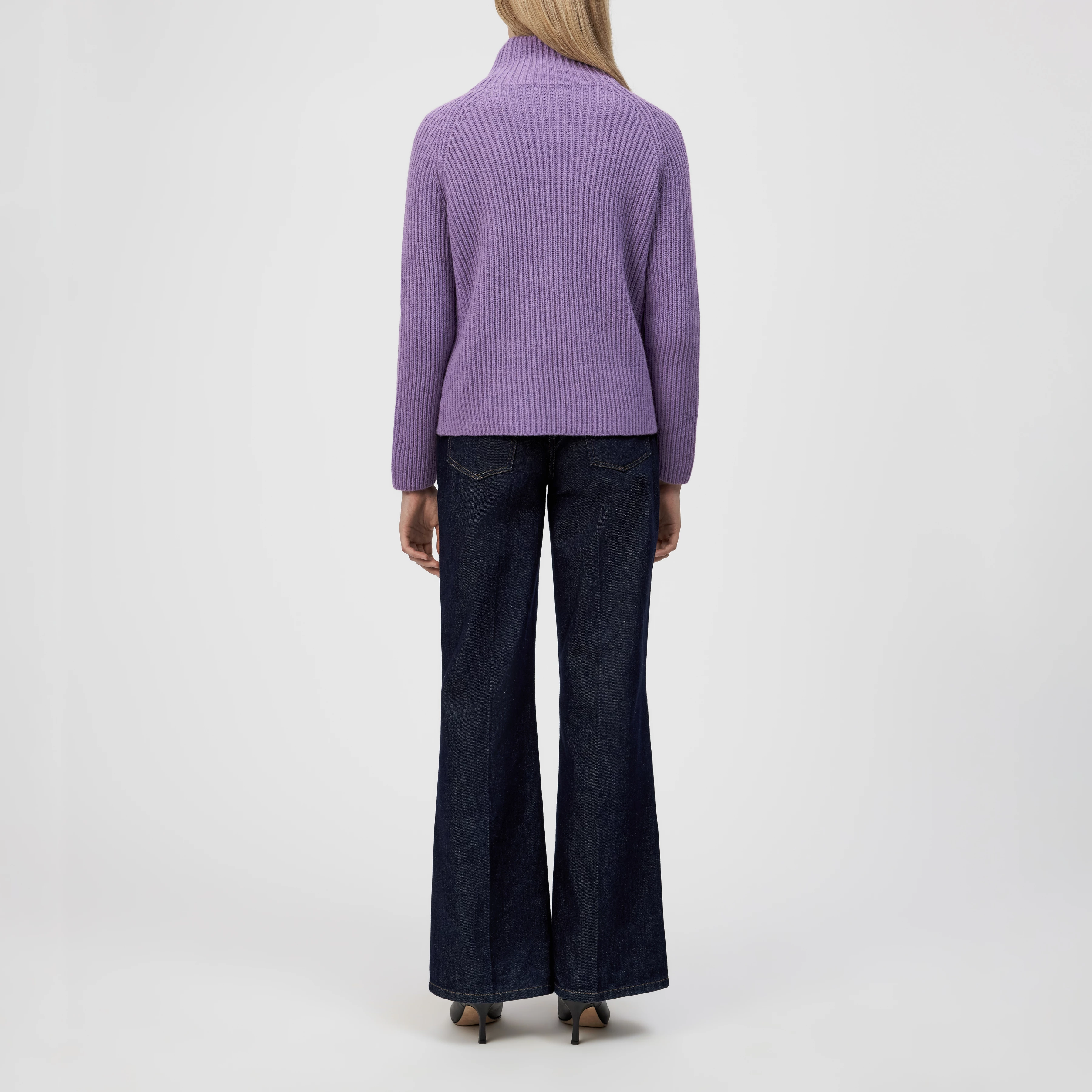 ARWEN - Turtleneck jumper in wool and alpaca blend - women - purple - Rückansicht