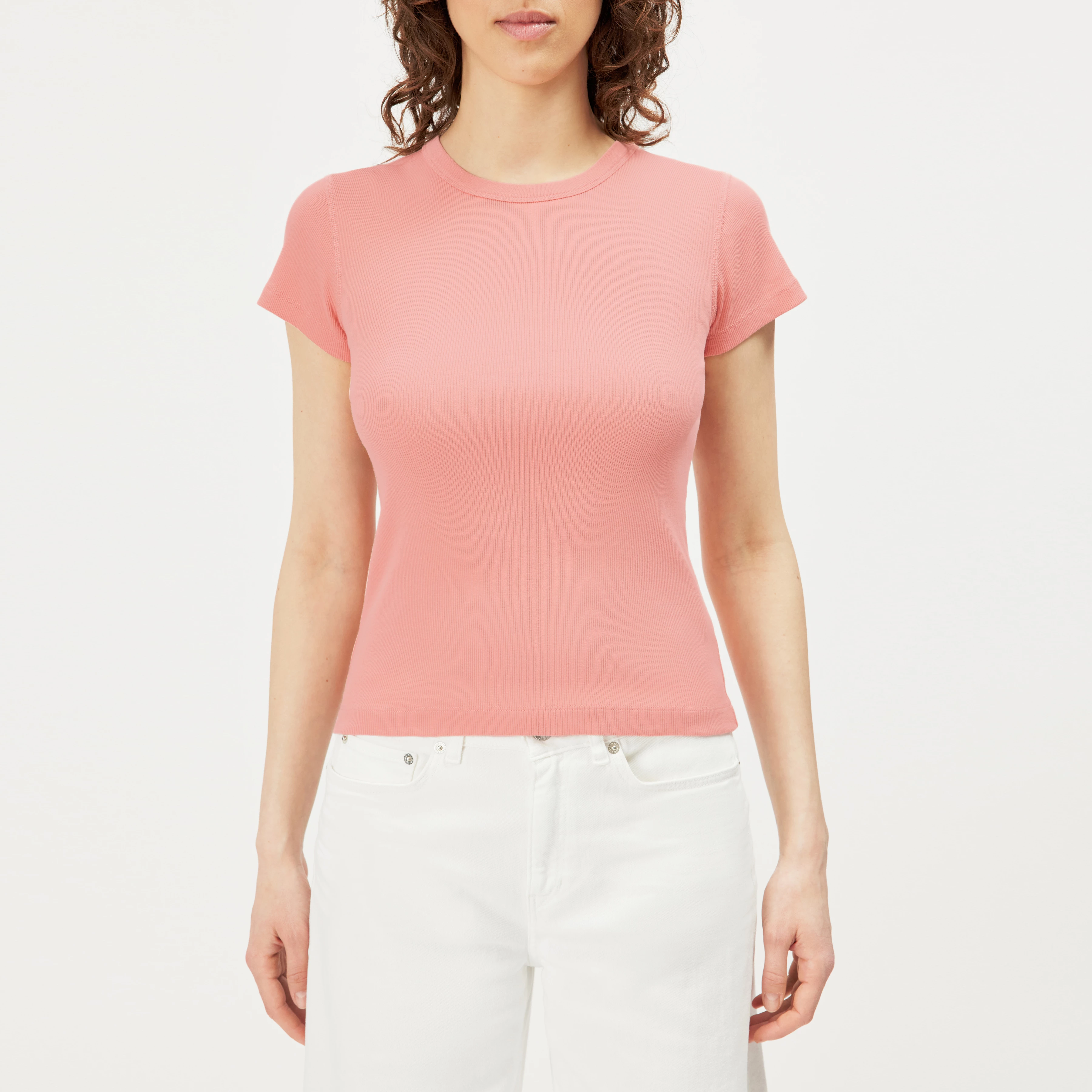 KOALE - Slim-fit T-shirt i bomuldsrib - women - orange - Frontansicht