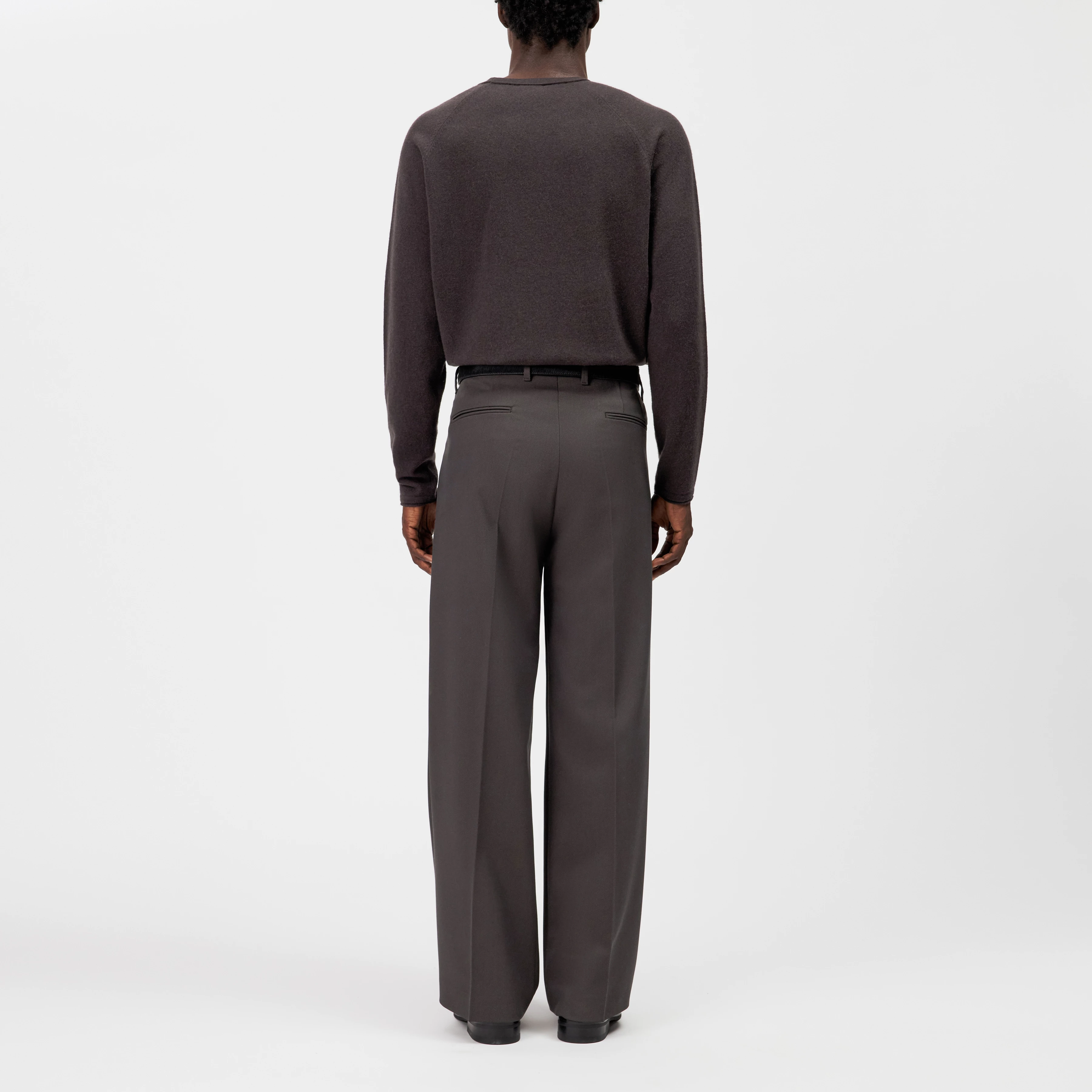 LEEK_WIDE - Relaxed fit pleated twill trousers - men - brown - Rückansicht