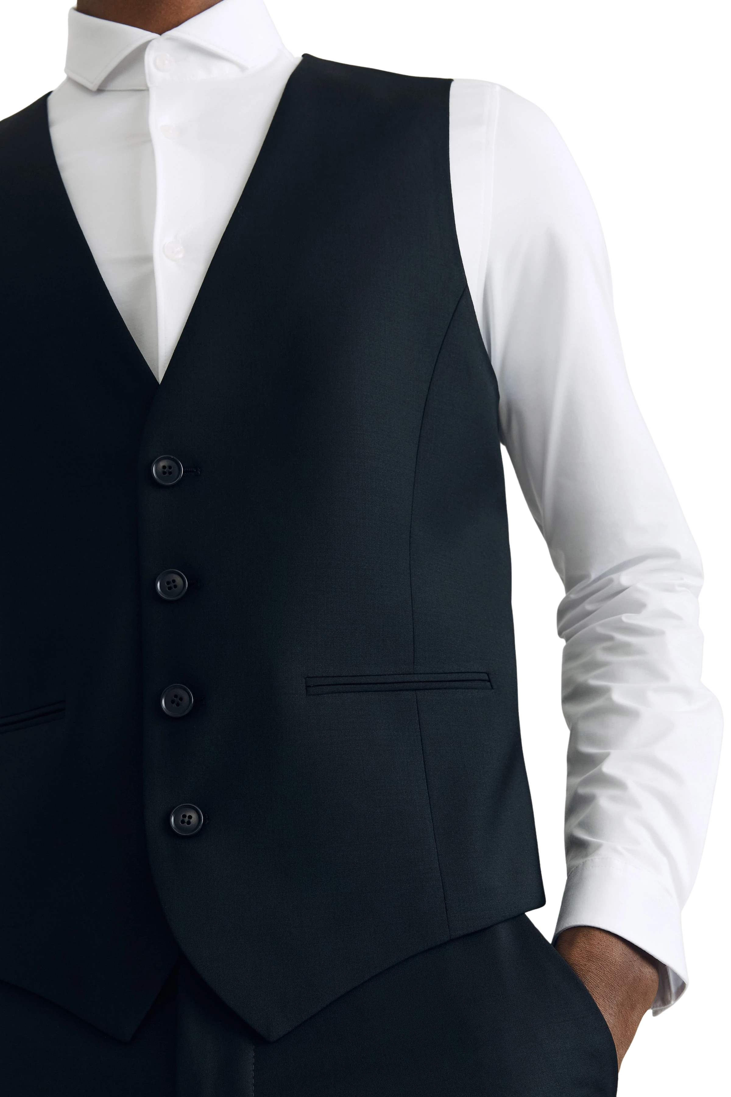 MALMO_SK - Klassische Weste in Bi-Stretch - Herren - schwarz - Detailansicht am Model