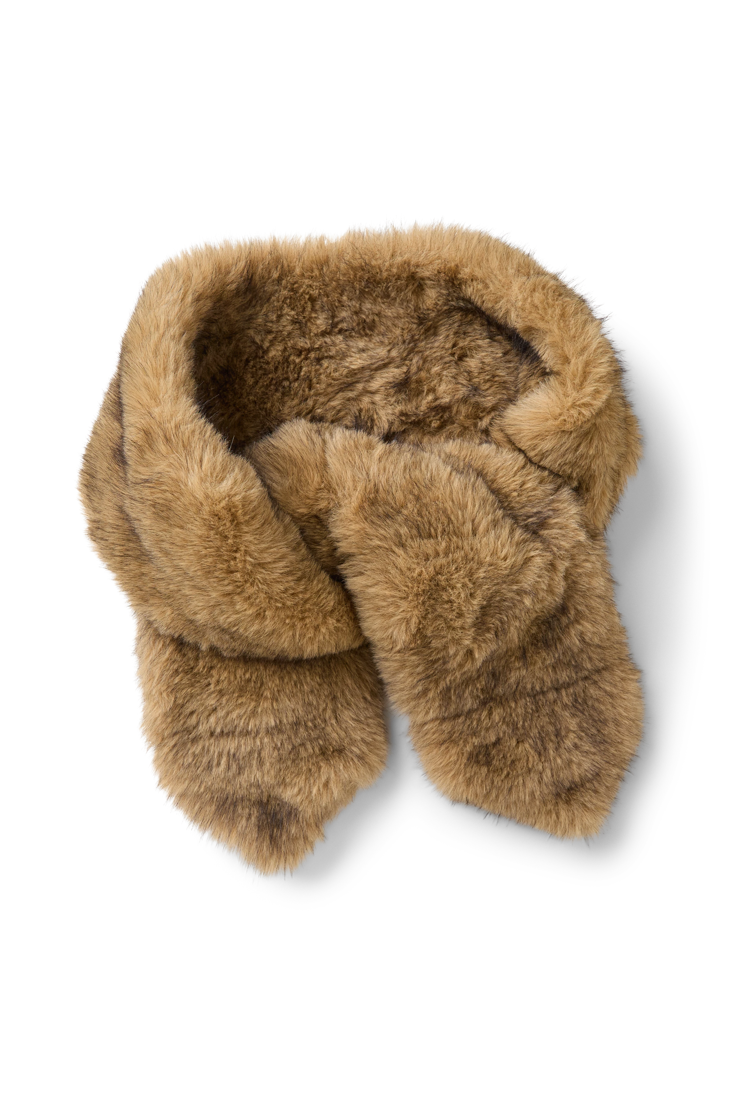 NALLEA - Short faux fur scarf - unisex - brown - Freisteller Frontansicht