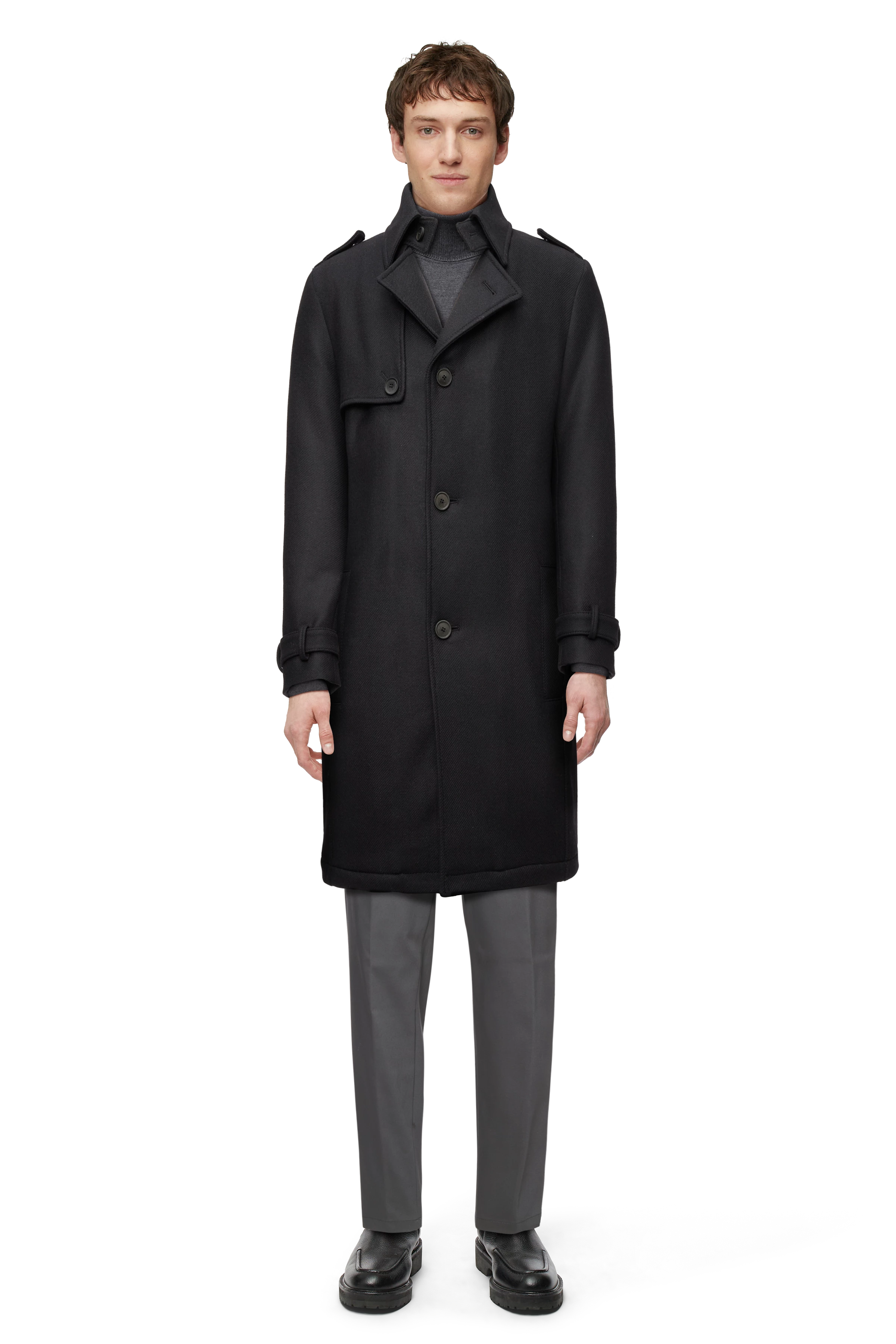 SKOPJE - Trench-coat en laine mélangée hivernale - men - noir - Frontansicht