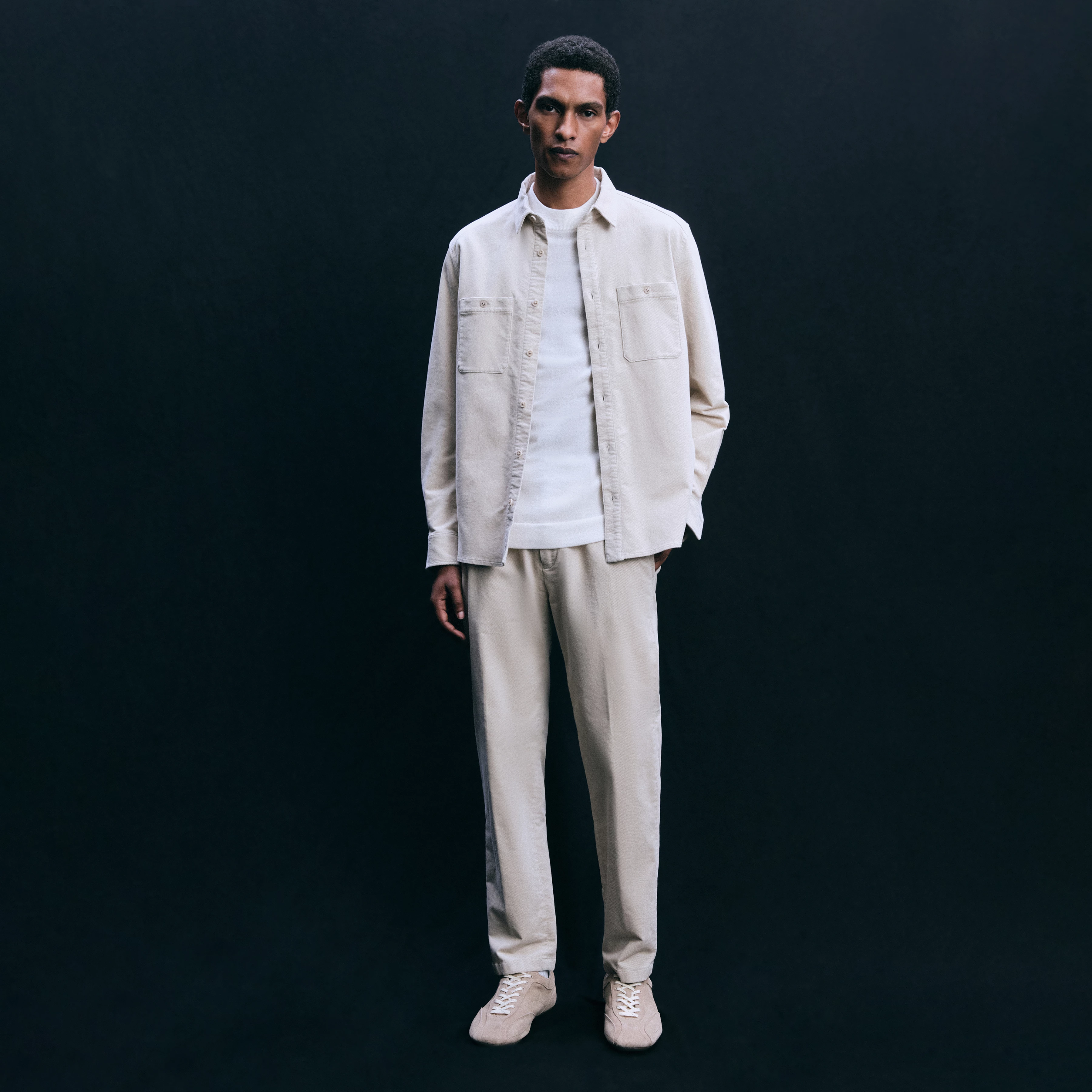 NOWEN - Work Wear Inspired Shirt in Samt - Herren - beige