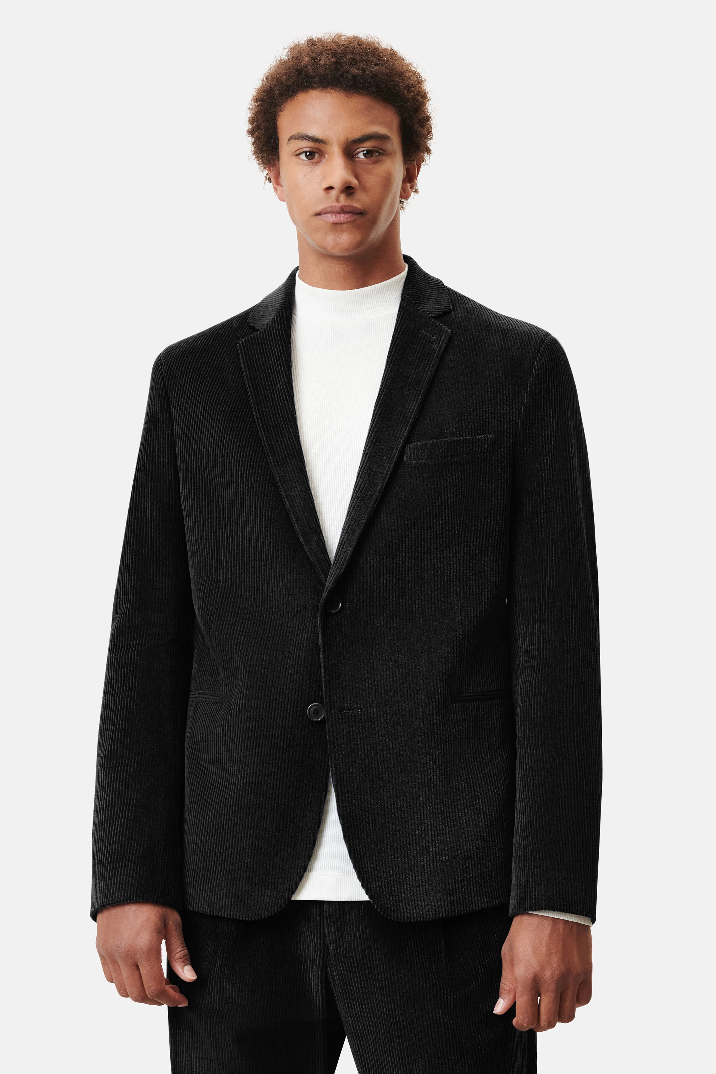 HORLEY - Slim Fit Sakko mit fallendem Revers in Cord - Herren - schwarz - Frontansicht