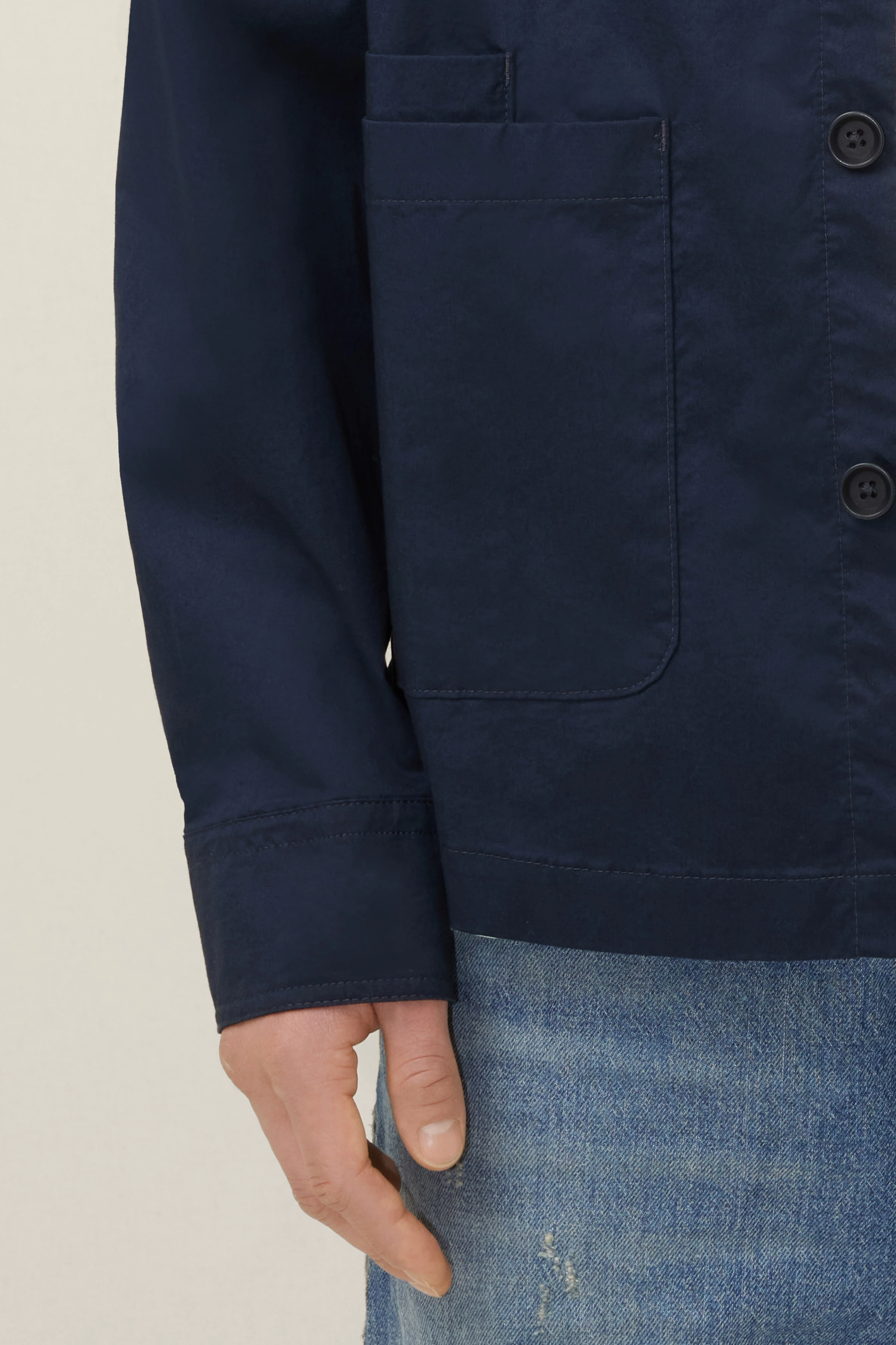 STOGE - casual shirt with patch pockets - men - blue - Seitenansicht