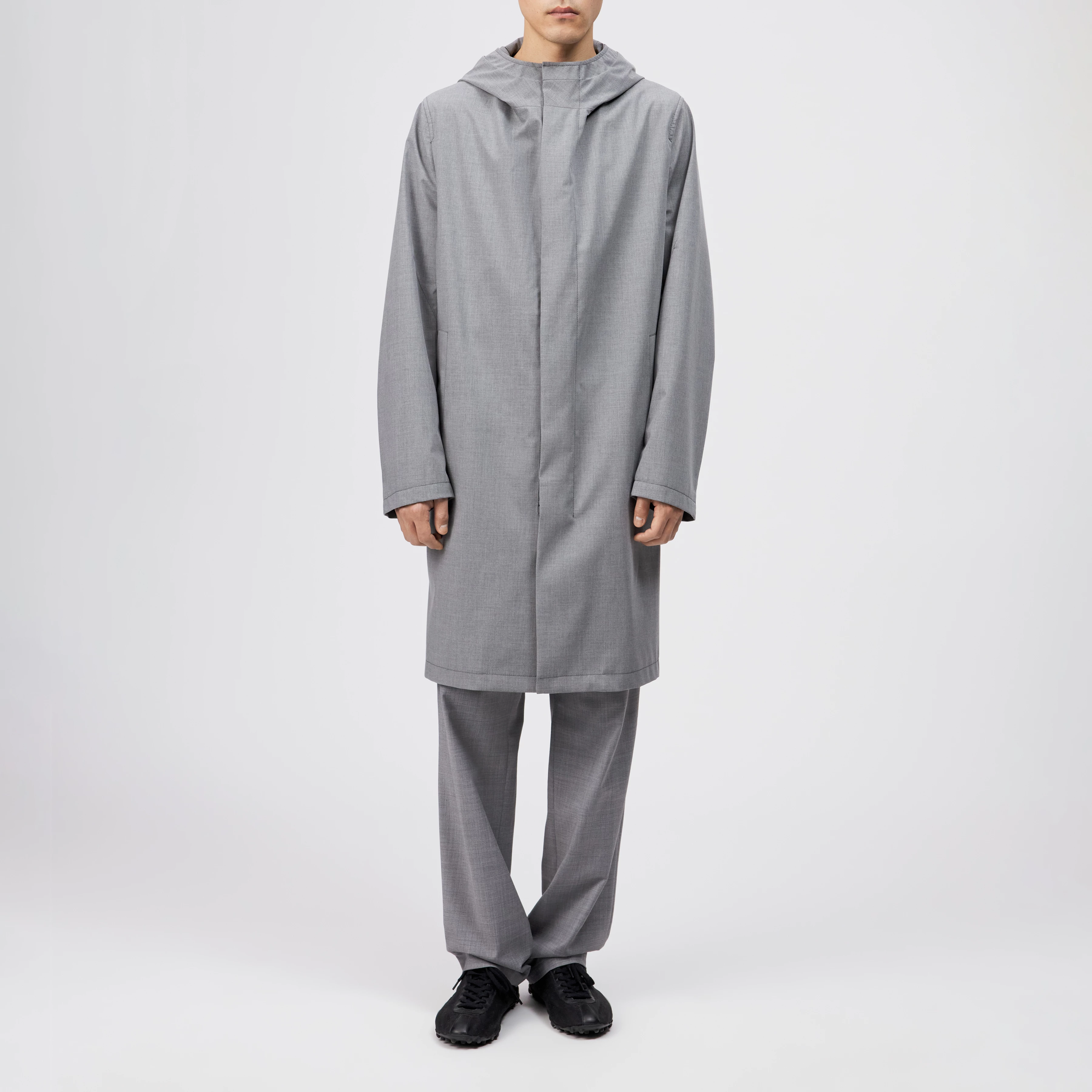 NAUKANO - Sporty coat with hood in techno-viscose - men - grey - Frontansicht