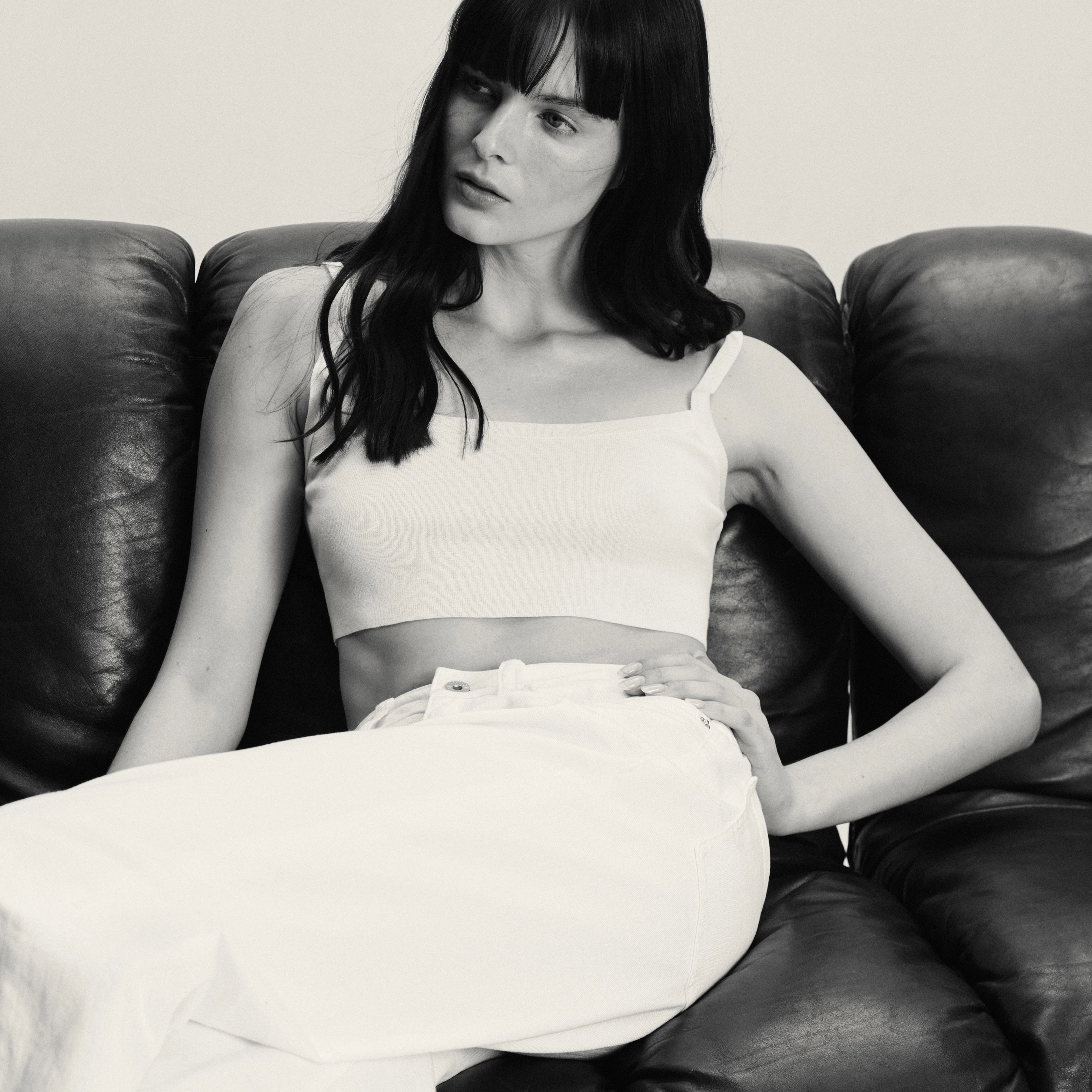 JOSEY - Crop top à bretelles au look mat - women - blanc cassé