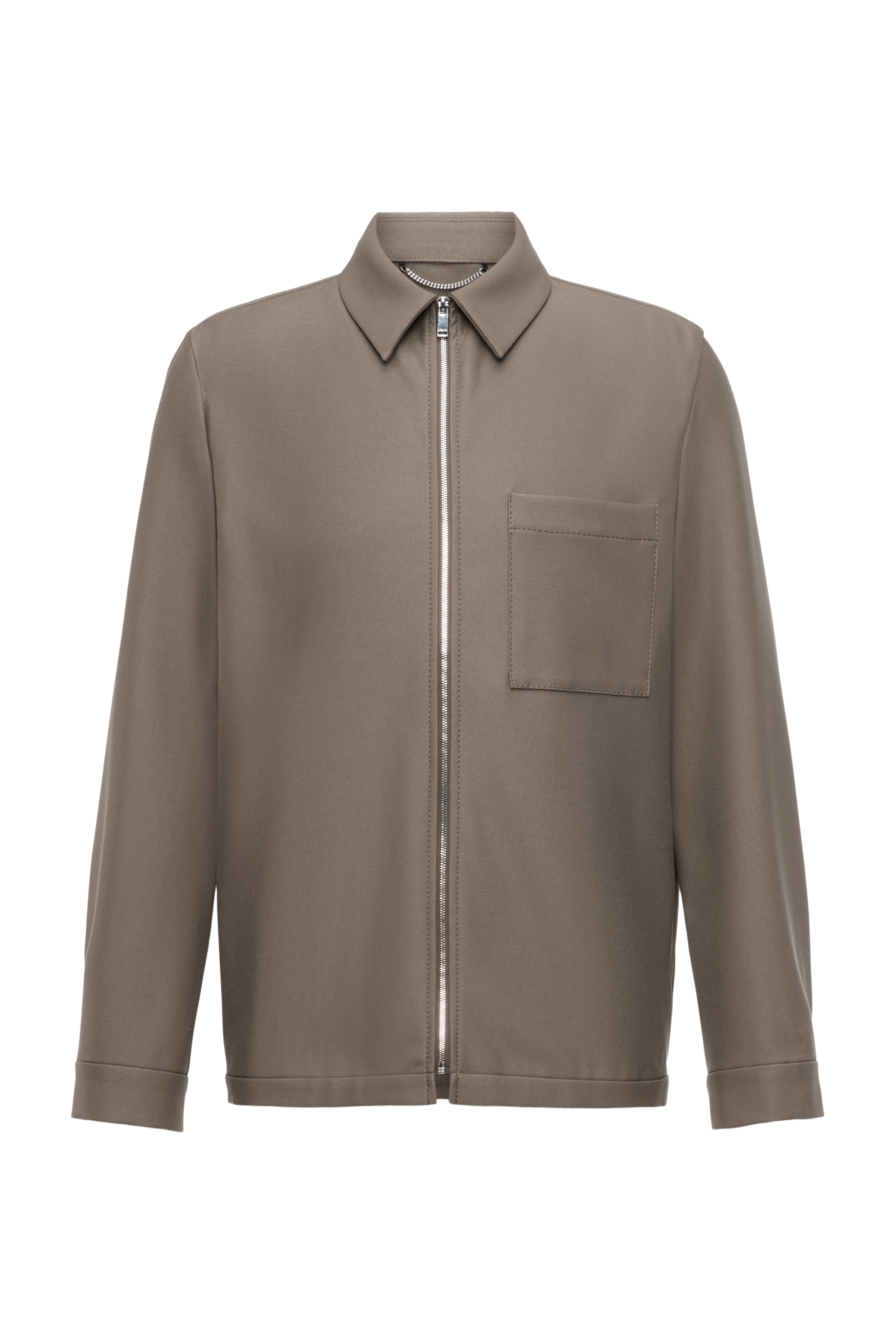 NIKANO - Shirt jacket in heavy satin - men - green - Freisteller Frontansicht
