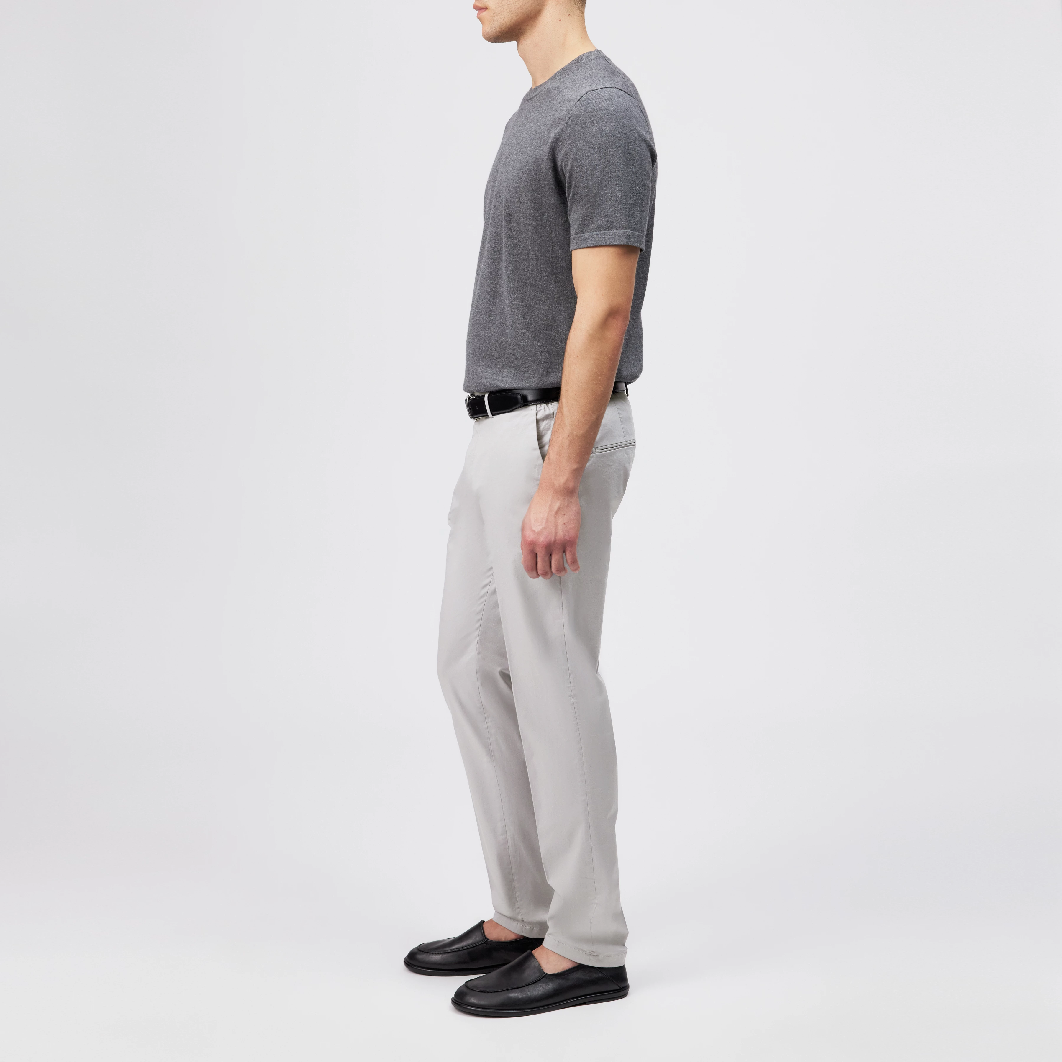 AJEND - Ready-made trousers in cotton gabardine - men - grey - Seitenansicht