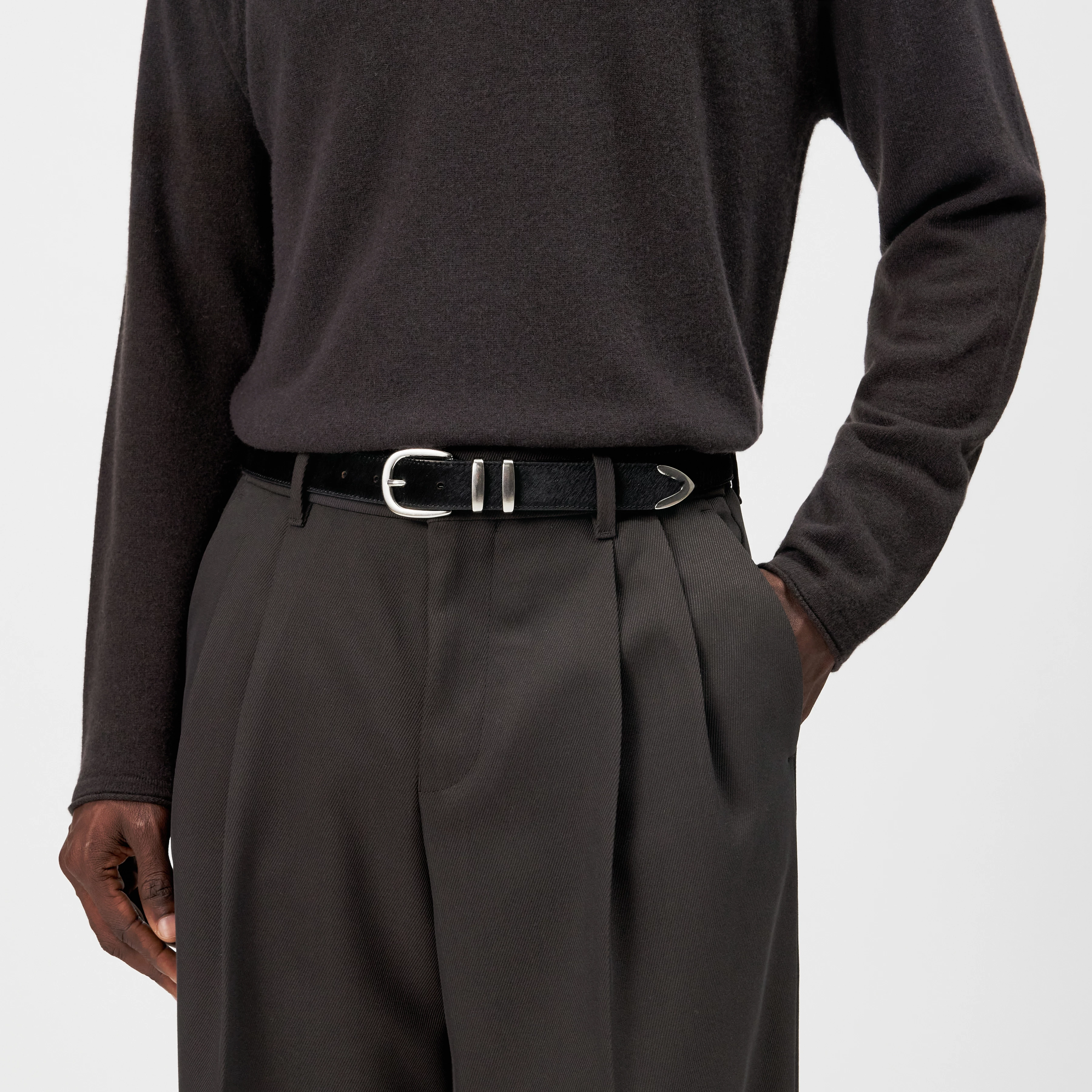LIINO - Pure leather belt - unisex - black - Rückansicht