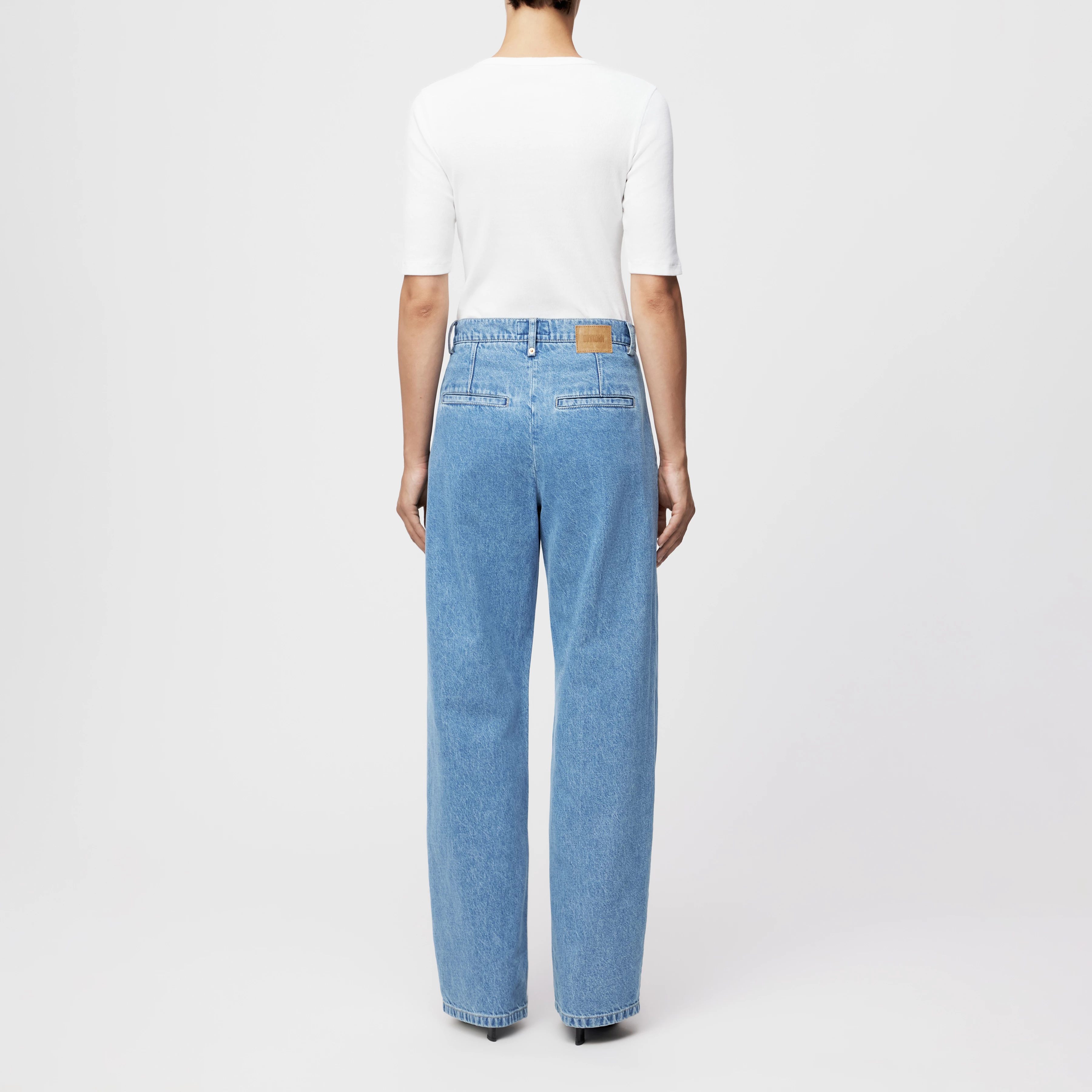 BEHANCE - 5-Pocket Hose mit Bundfalten in Light-Blue Denim - Damen - blau - Rückansicht