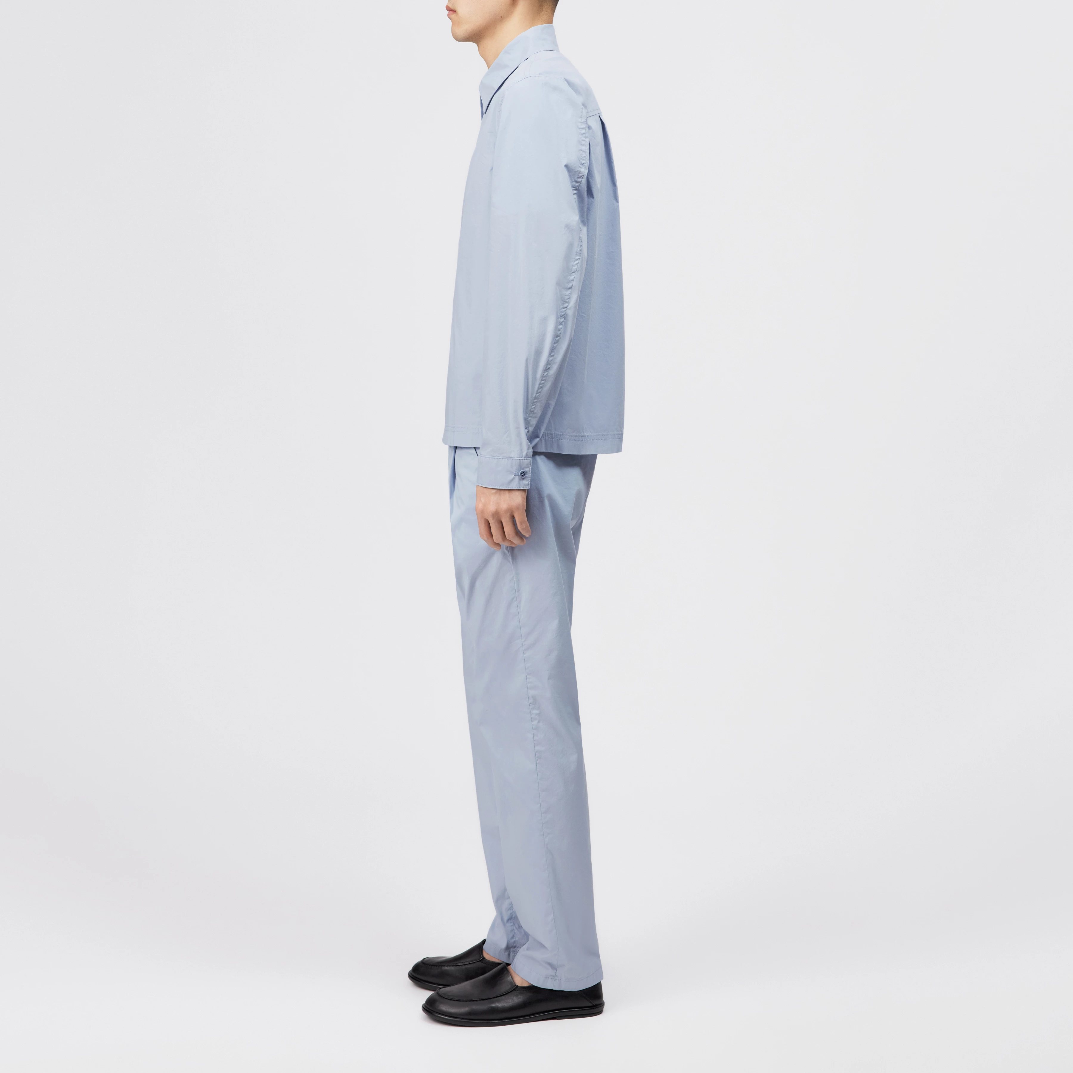 MACTO_Z - Regular Fit Hemd mit Zipper im Baumwolle-Mix - Herren - blau - Seitenansicht