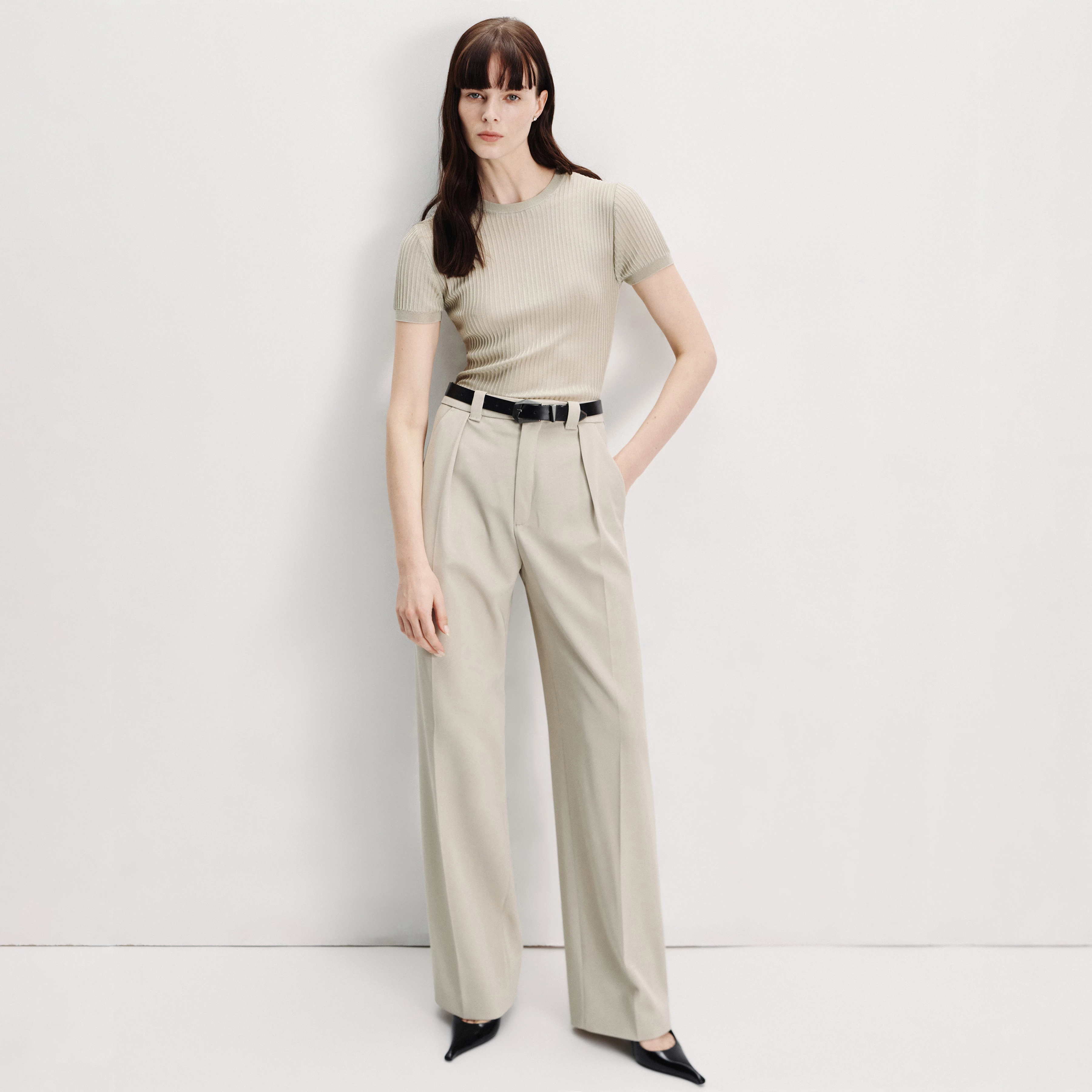 ADUCT - Pantalon droit en techno-twill sur mesure - women - beige