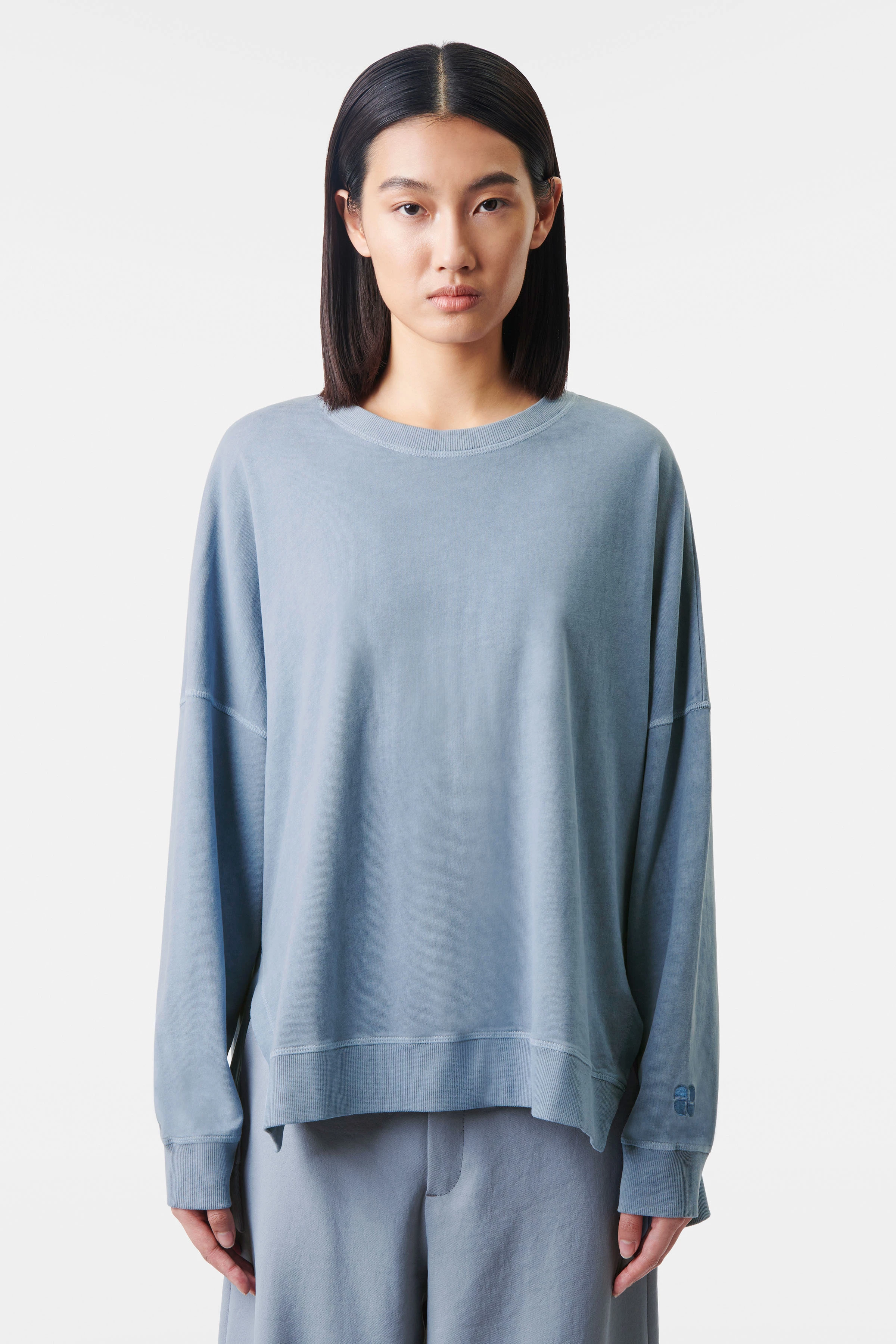LUNAIA - oversized sweatshirt in a washed look - women - blue - Frontansicht