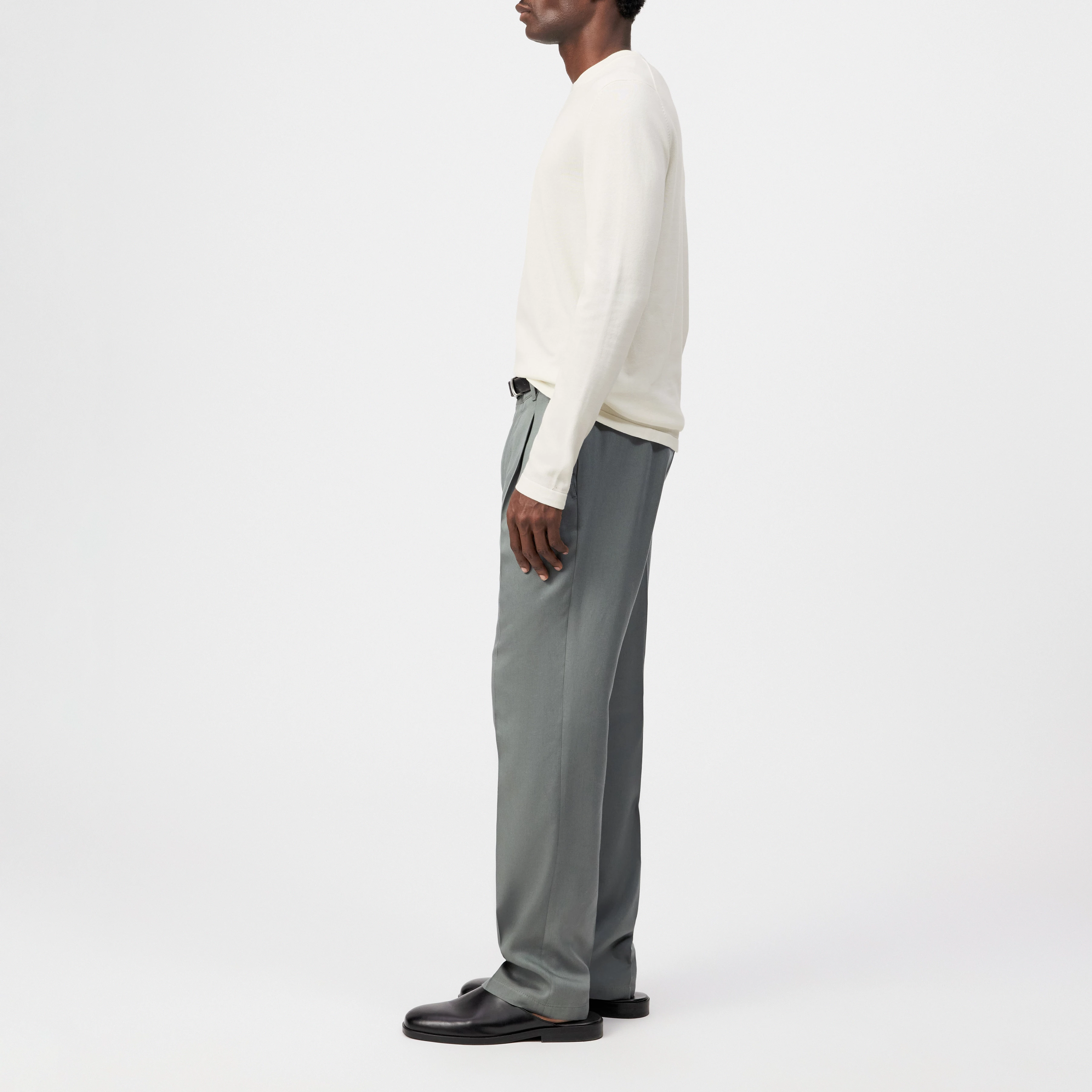 IRMINO - Long sleeve in pure cotton - men - off white - Seitenansicht