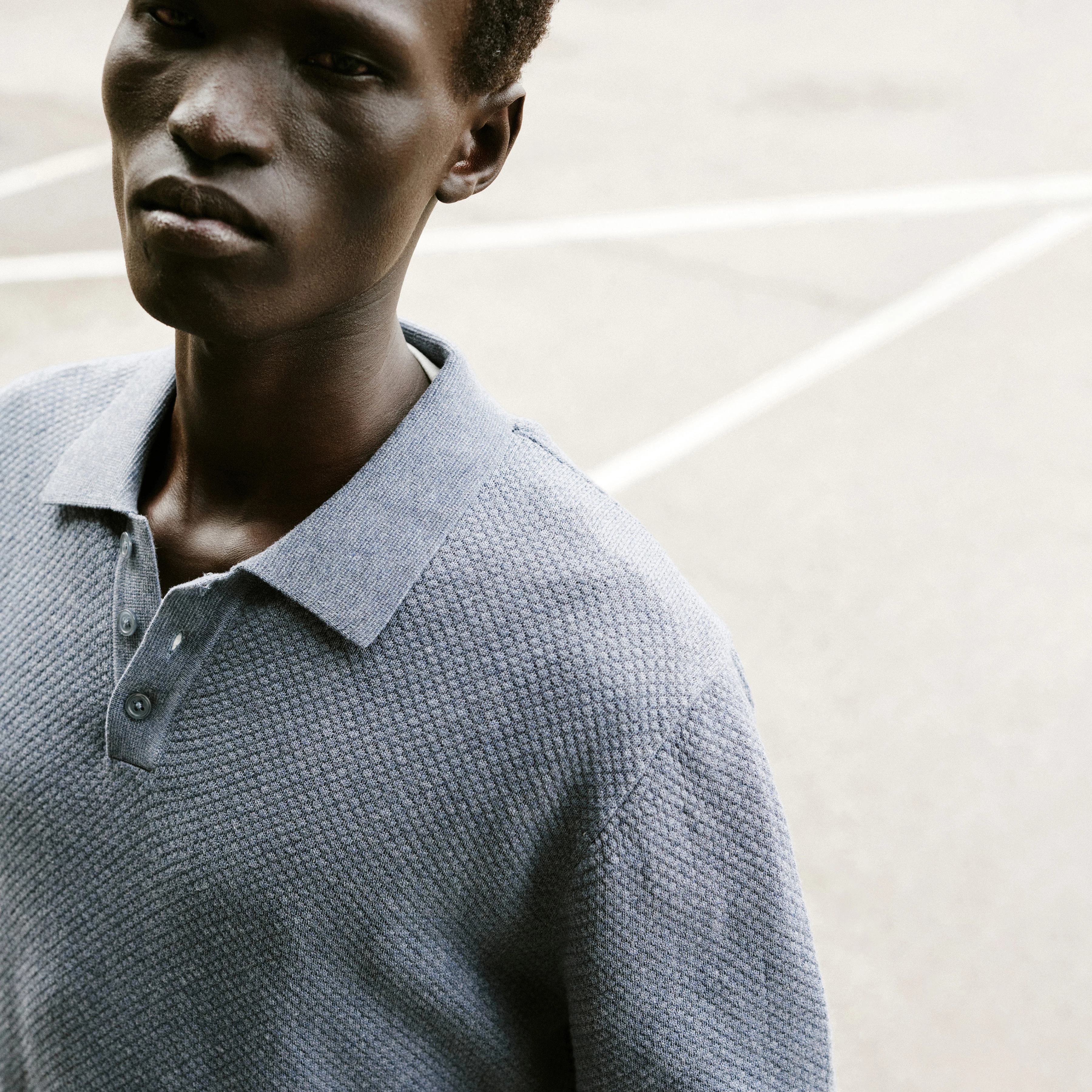 TRITON - Polo en coupe classique en maille jacquard. - men - bleu