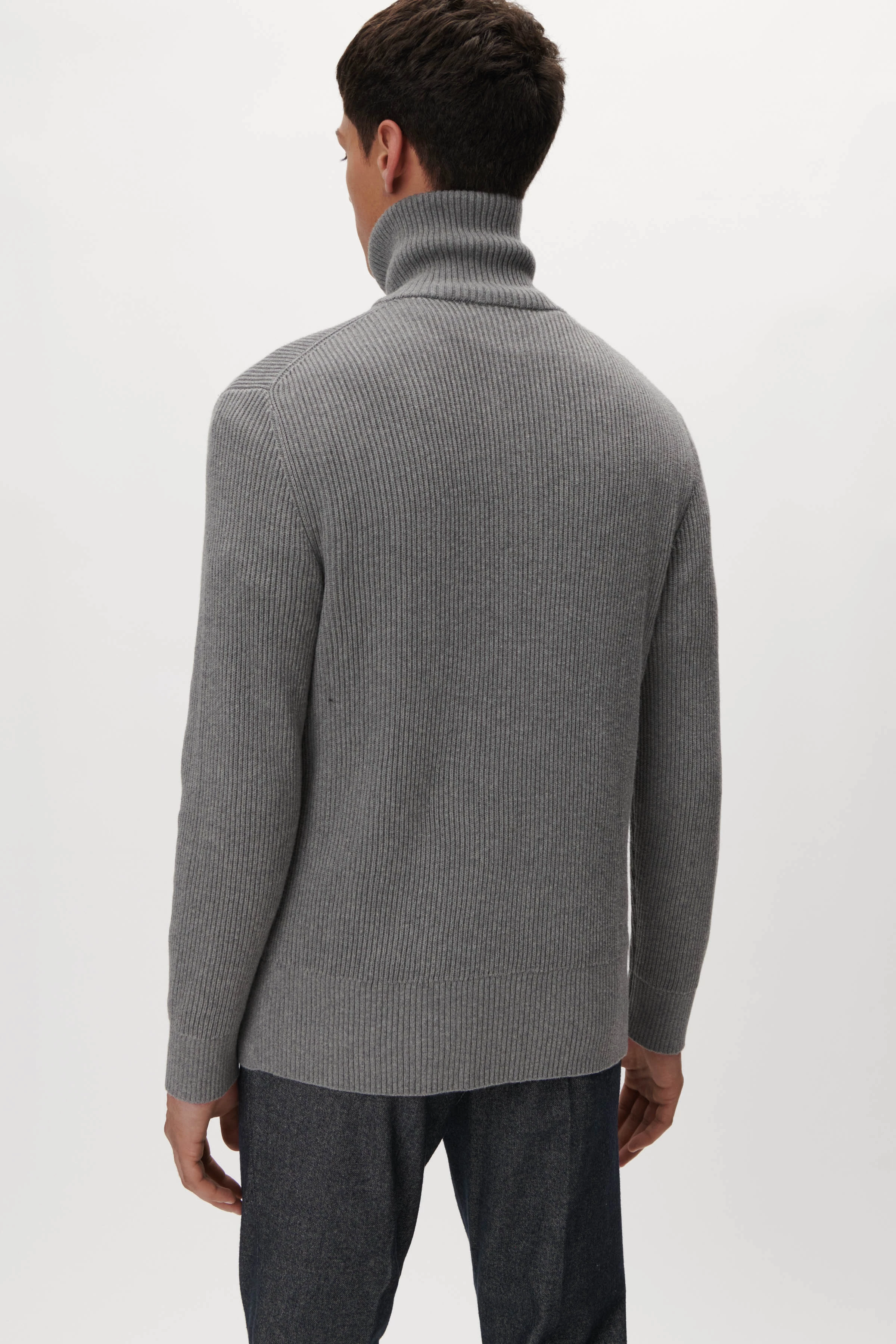 MANUELO - Zip Troyer in Kaschmirmix - Herren - grau - Rückansicht