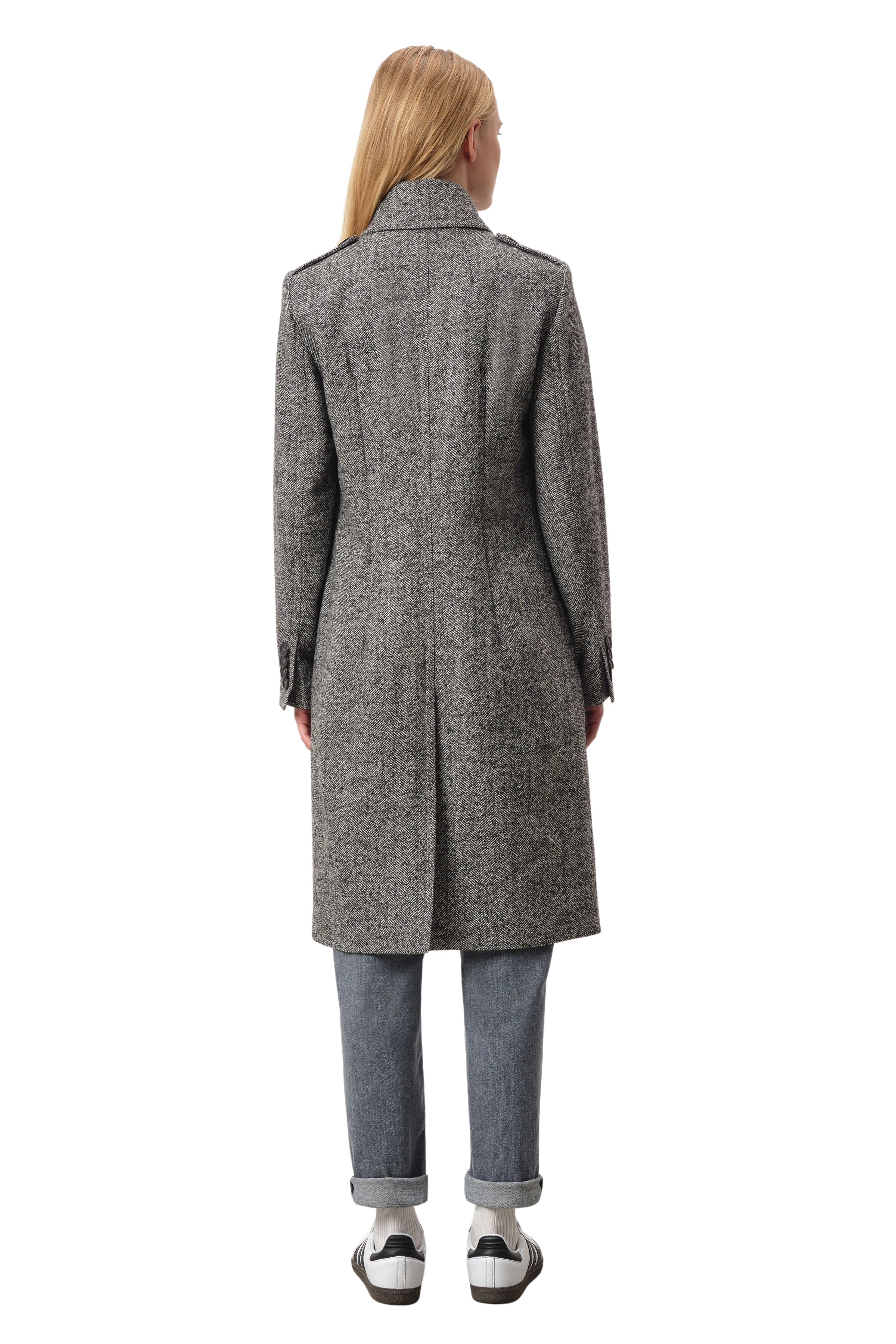 HARLESTON - uniform coat in wool with herringbone design - women - grey - Rückansicht