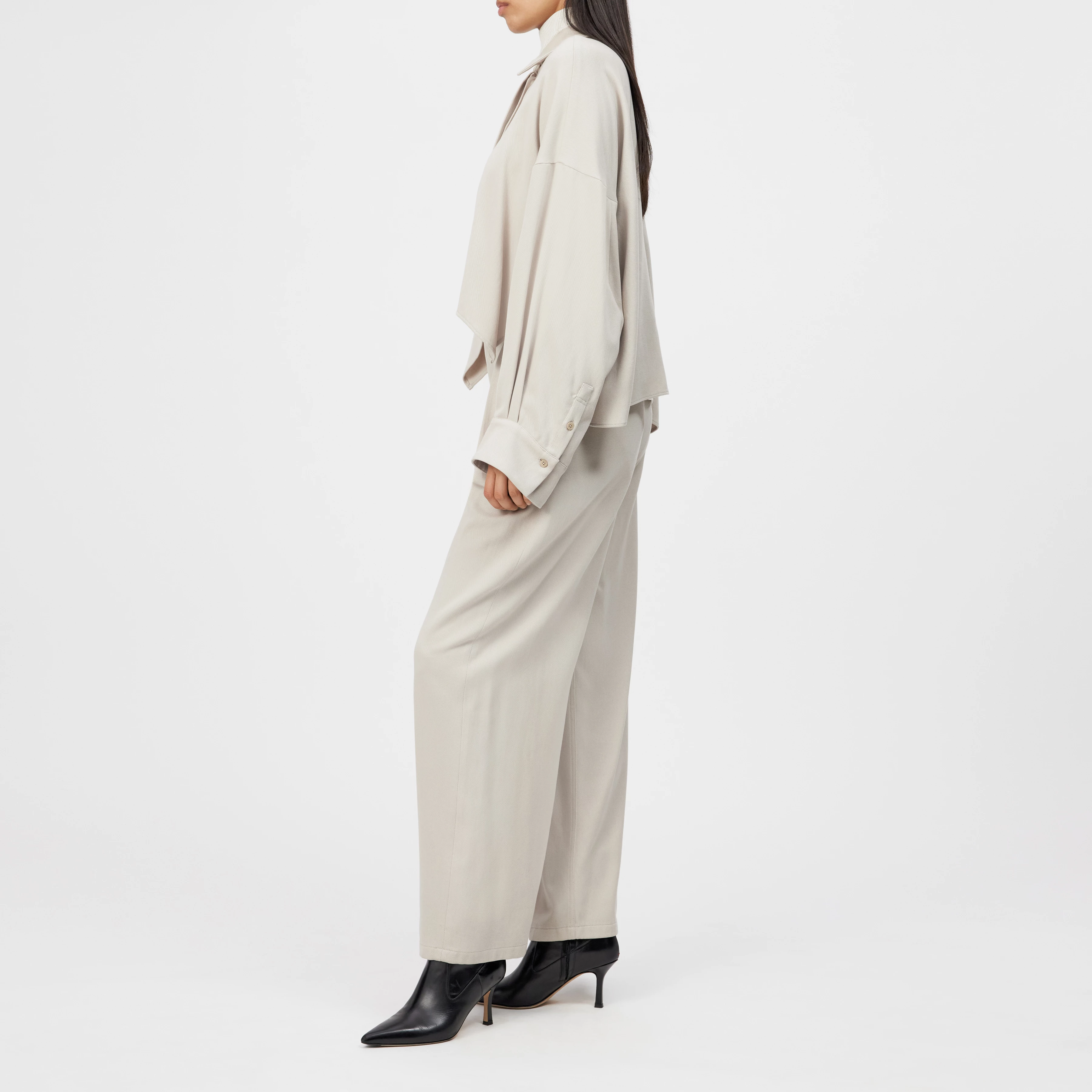 OSHIA - Oversized shirt blouse in lyocell - women - beige - Seitenansicht