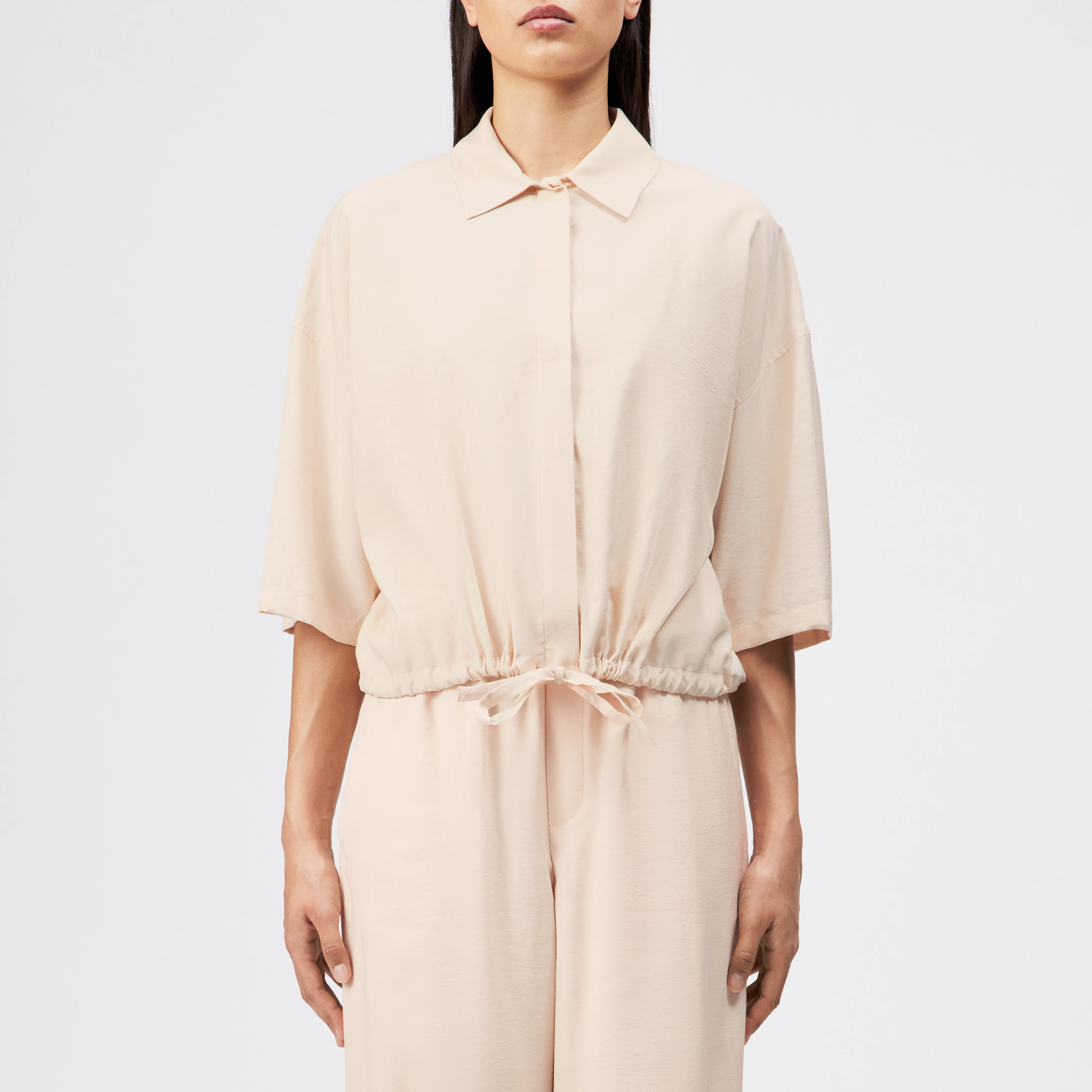 LAINAY - Chemise crop, coupe décontractée, twill doux - women - orange - Frontansicht