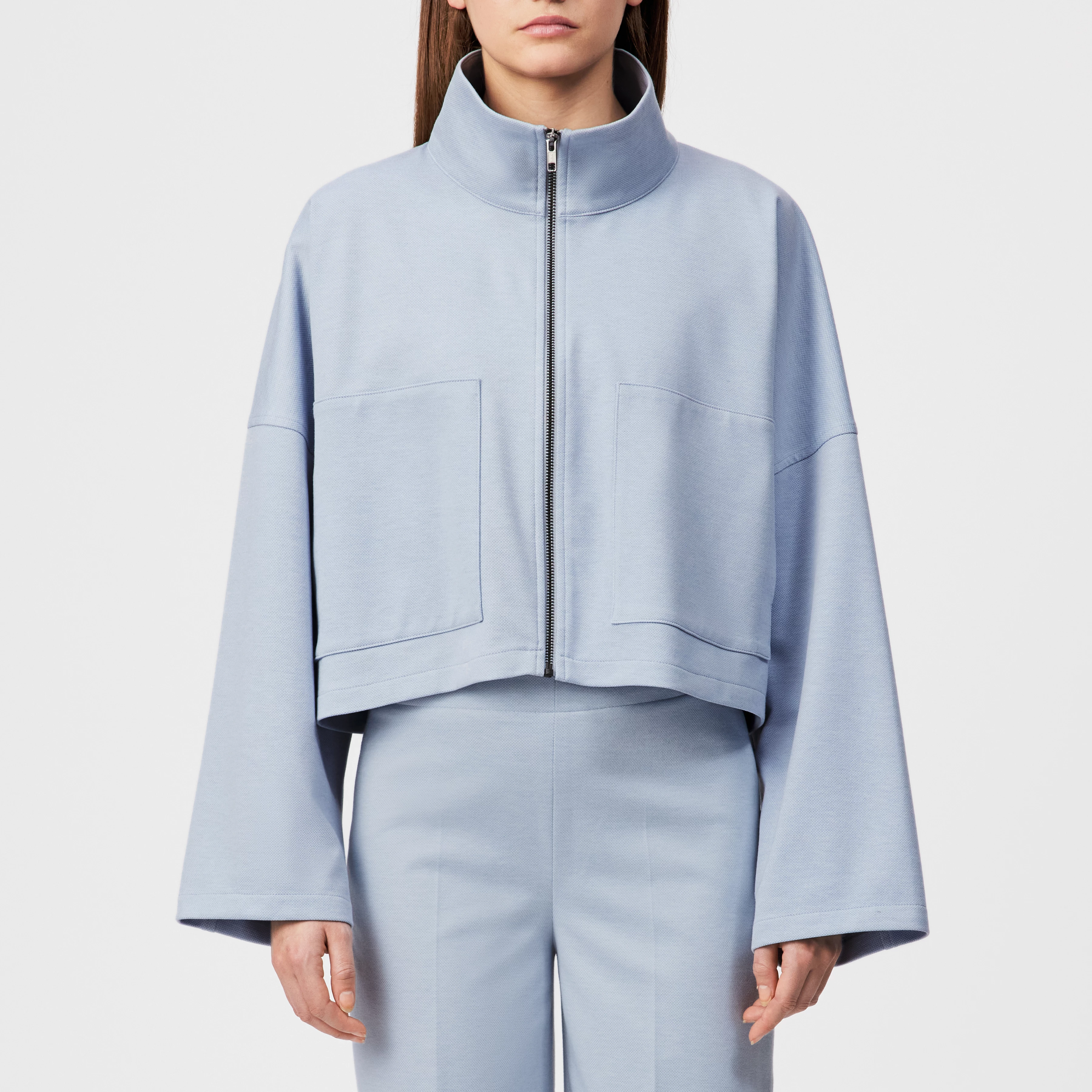 ELSTOW_1 - Oversized patterned jersey jacket - women - blue - Frontansicht