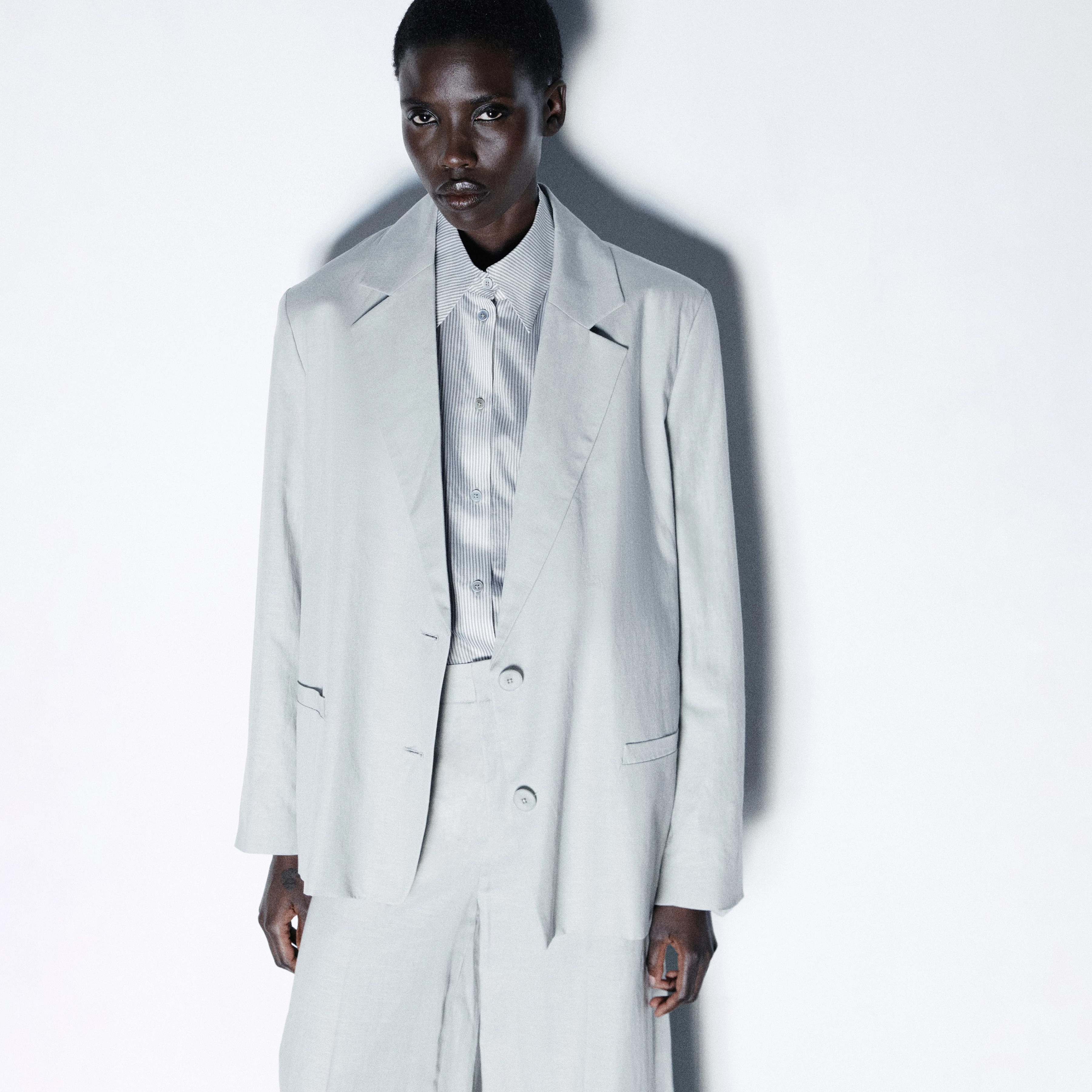 IVERLY - Oversized Hemp-Blend Blazer - women - grey