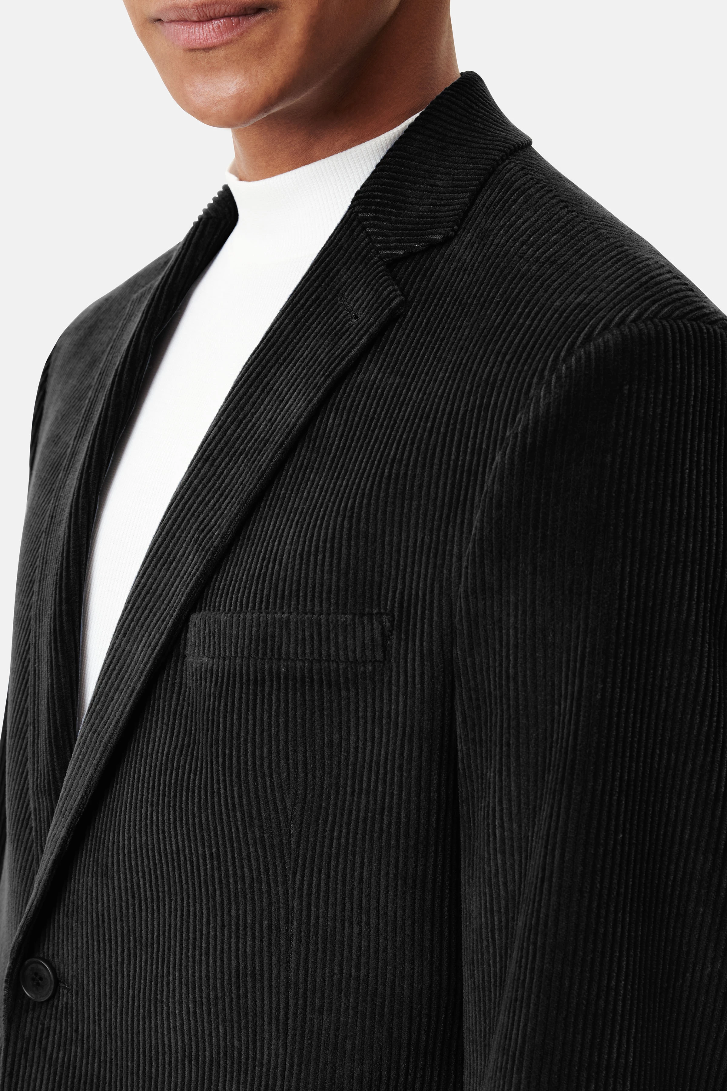 HORLEY - Slim Fit Sakko mit fallendem Revers in Cord - Herren - schwarz - Seitenansicht