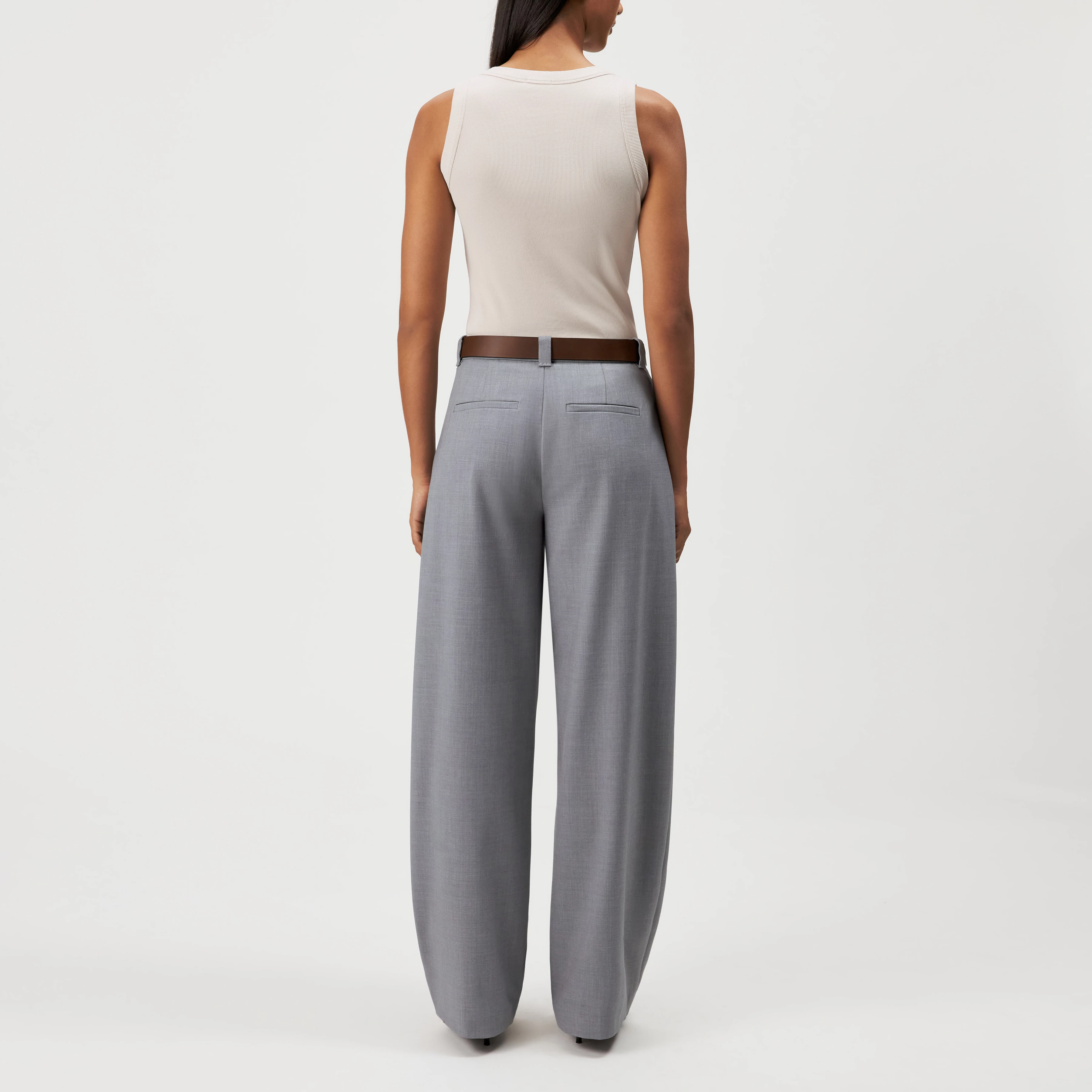 UNPACK - Gabardine trousers - women - grey - Rückansicht