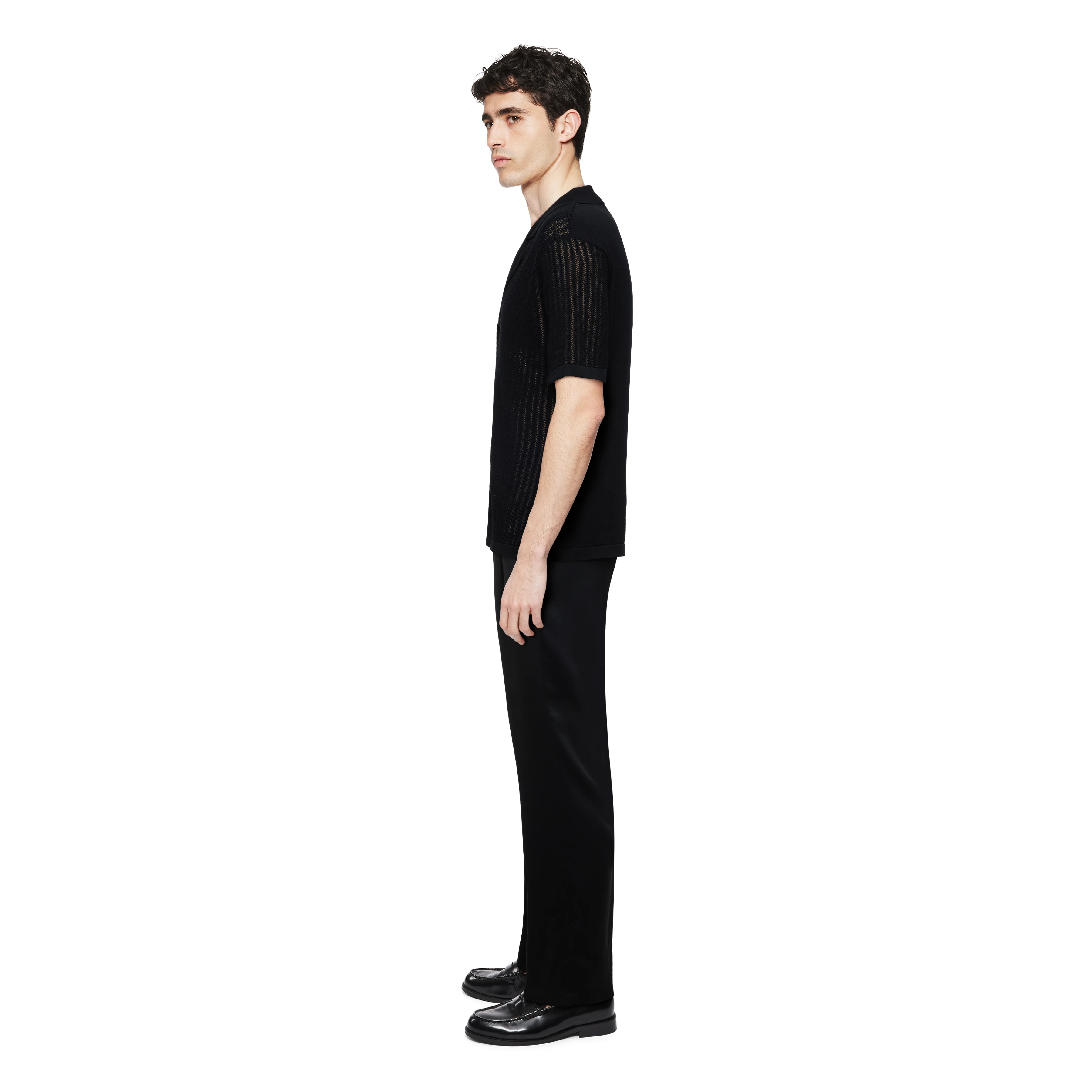 RAY - Strick-Jacke in mercerisierter Baumwolle - Herren - schwarz - Seitenansicht