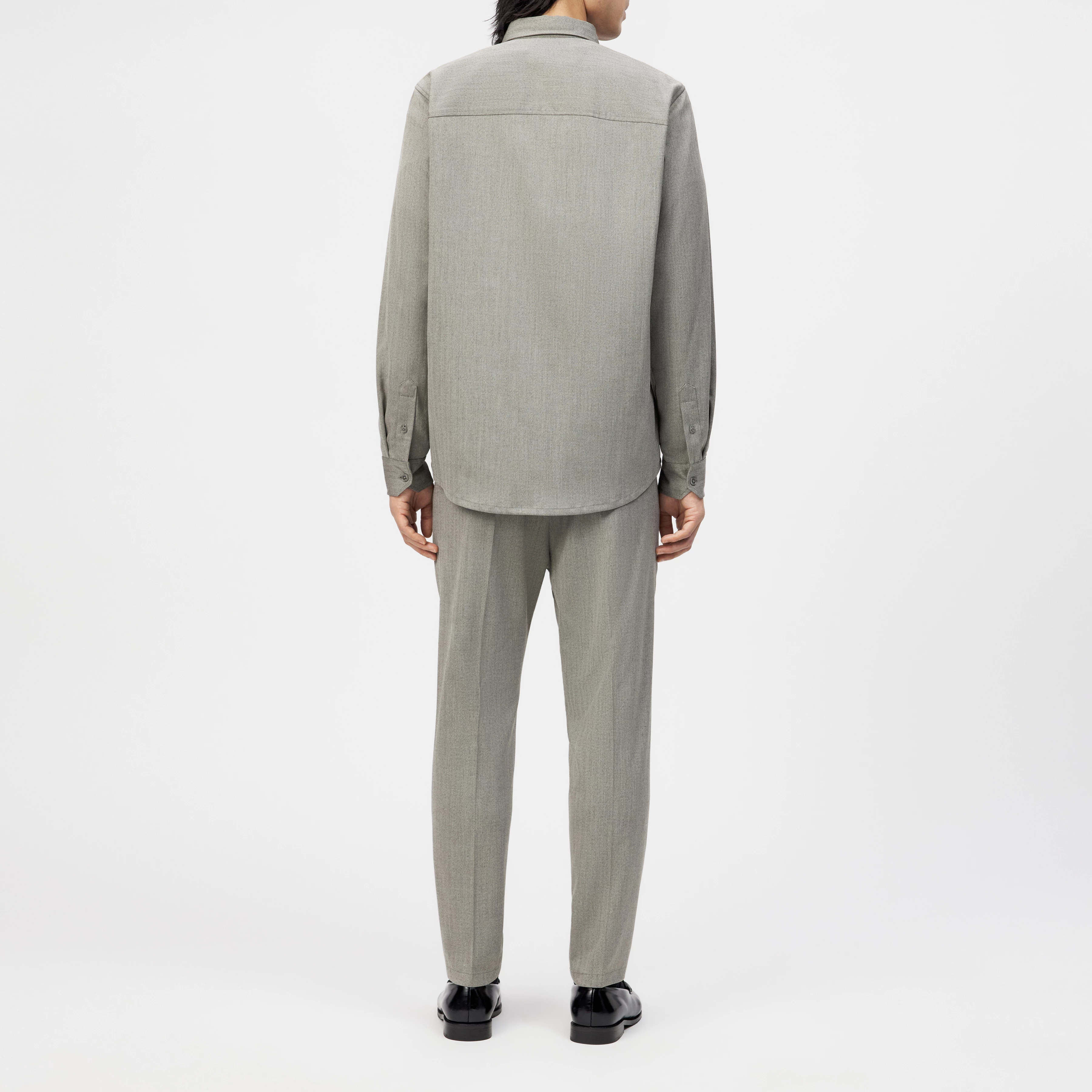 LIET_3 - Button-down shirt in viscose-wool blend - men - brown - Rückansicht