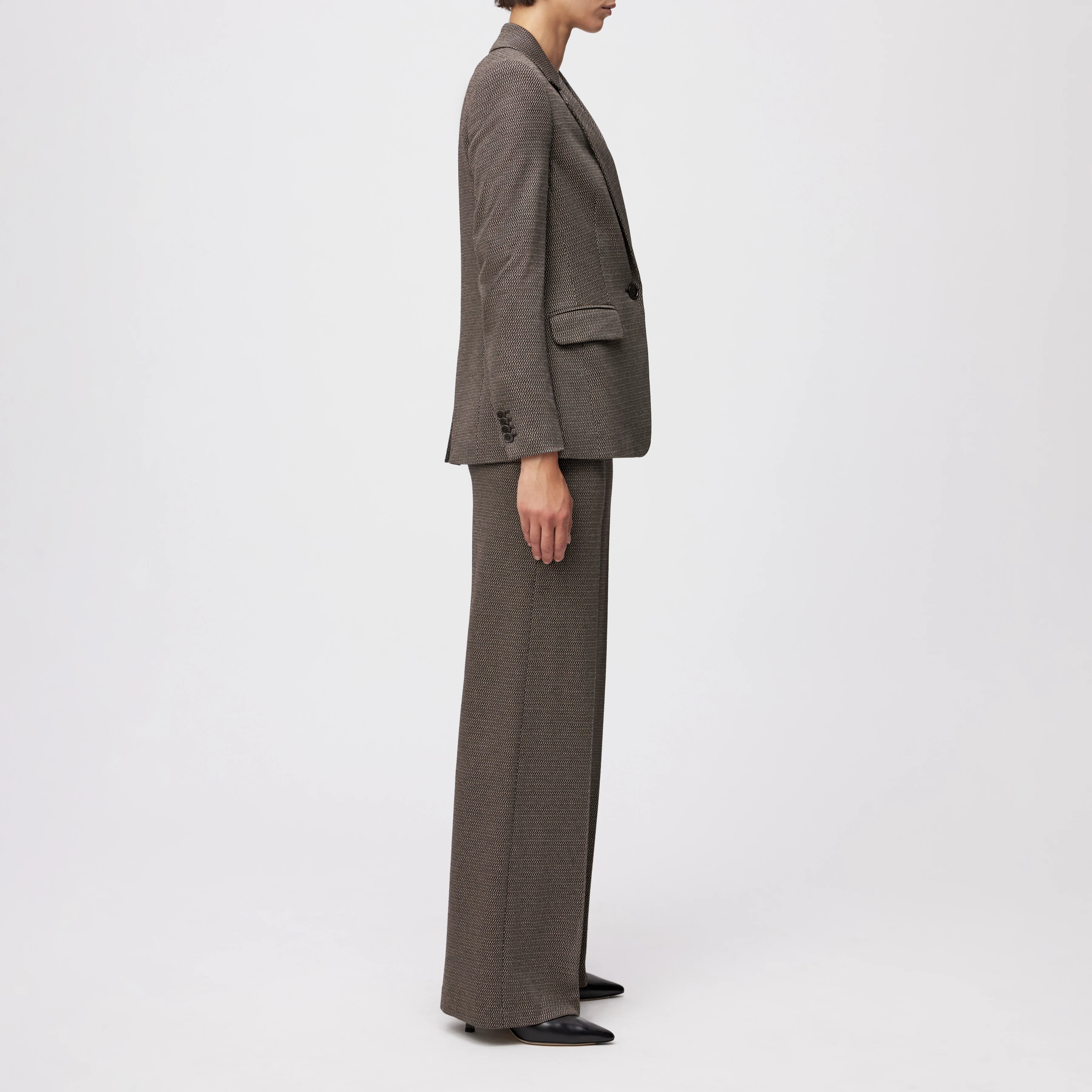 ATLIN_2 - Einknopf-Blazer in Jacquard - Damen - braun - Seitenansicht