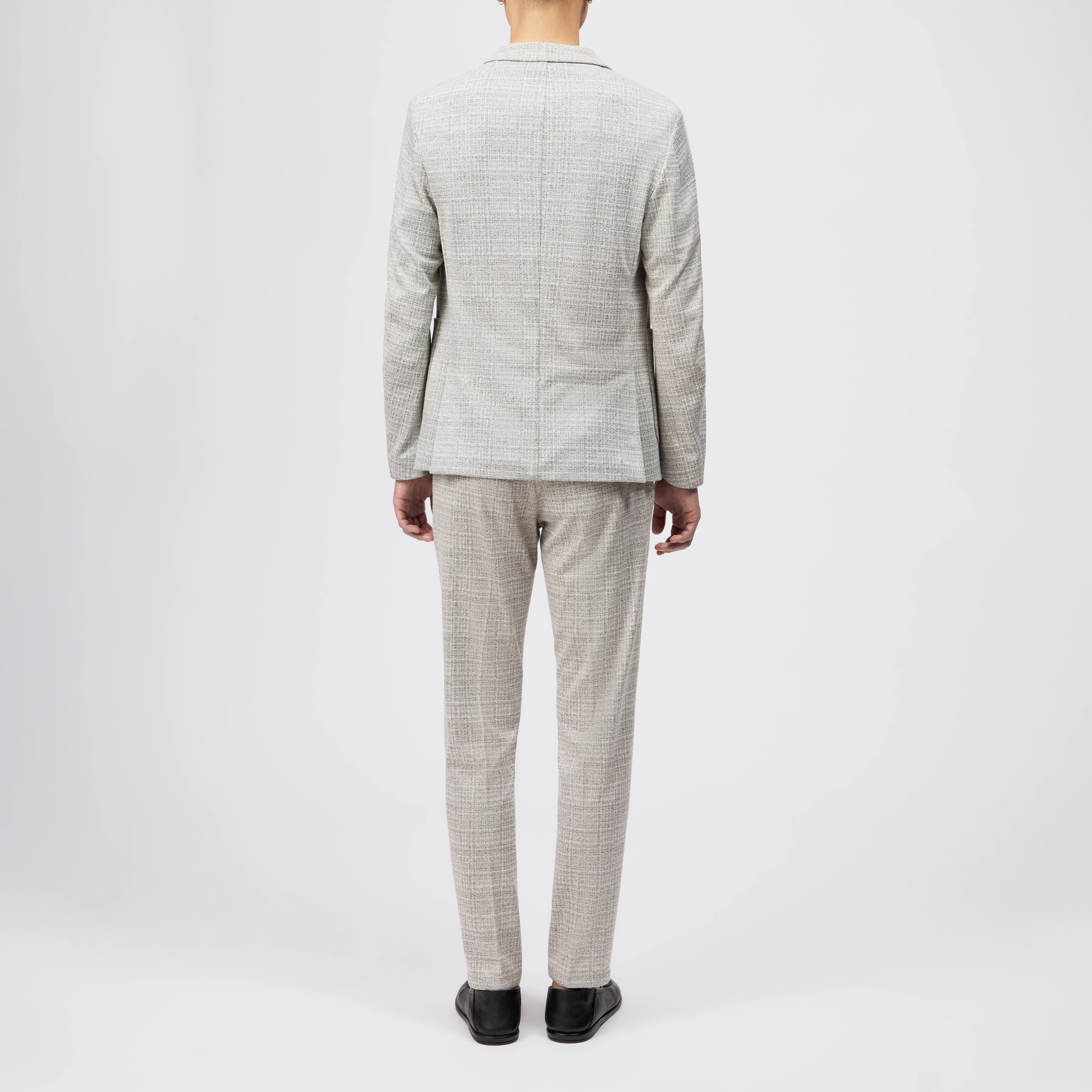 MARLS - Enkelrij blazer in ruiten-jersey - heren - grijs - Rückansicht