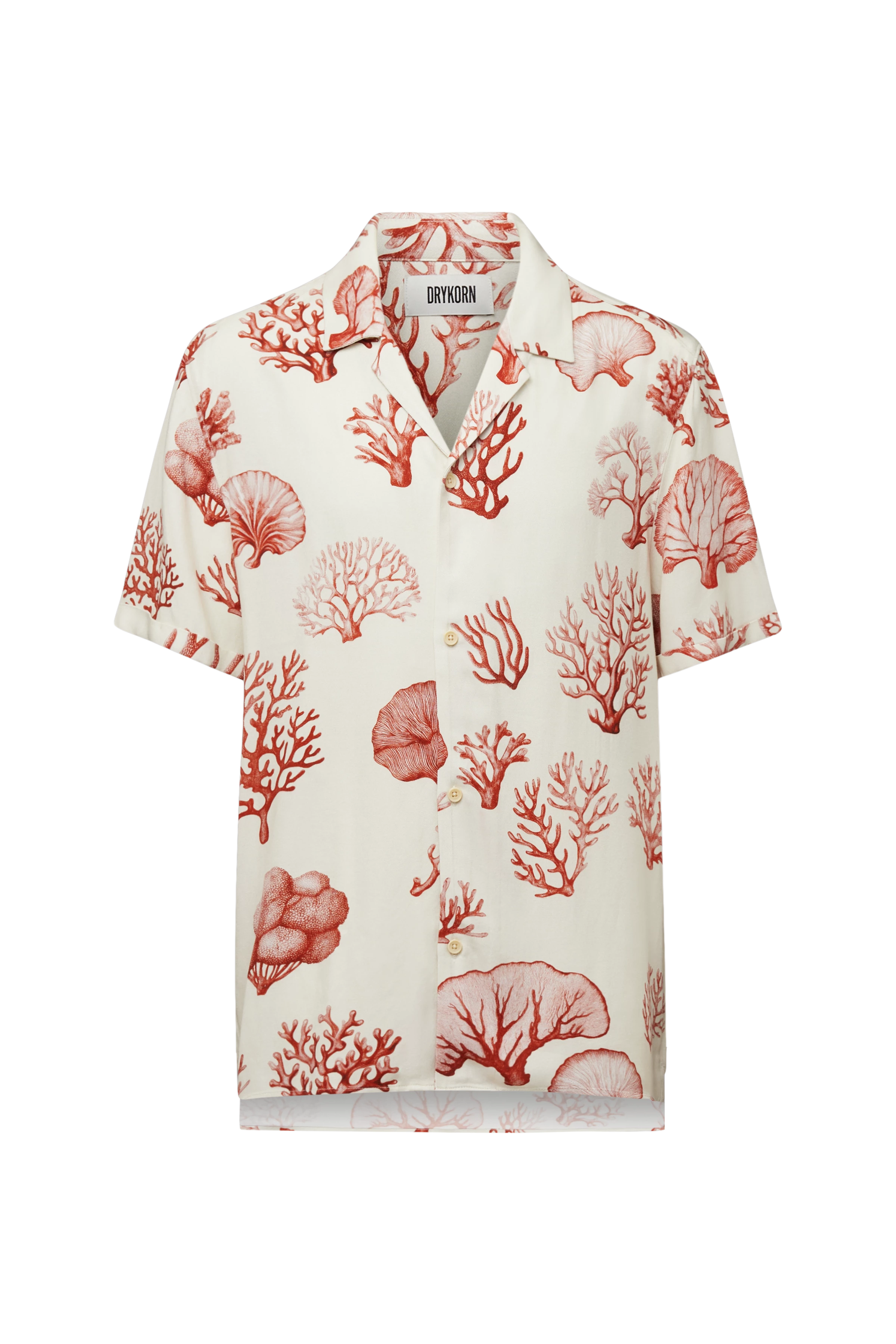 BIJAN_2 - Casual short-sleeve shirt with coral print - men - orange - Freisteller Frontansicht