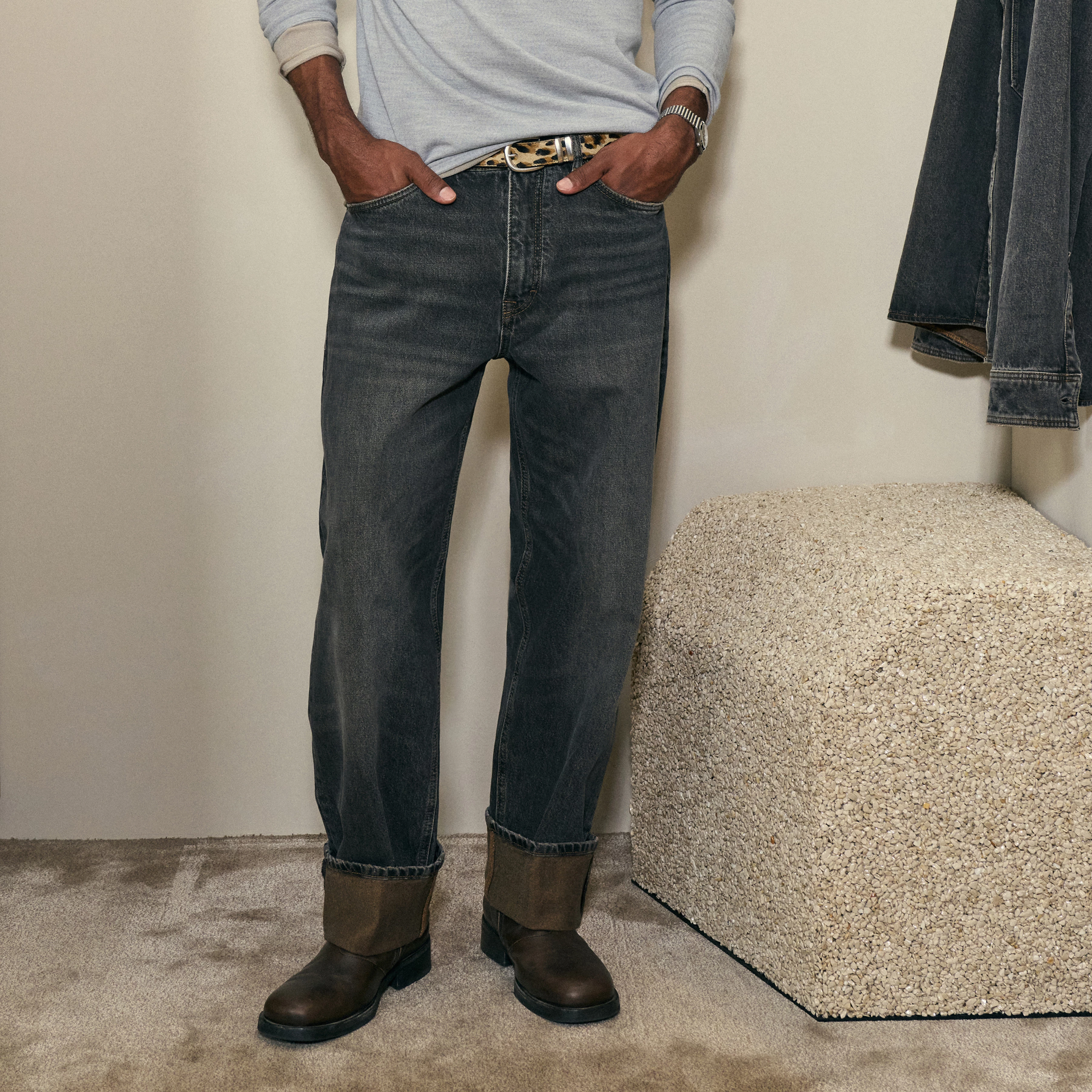 RAWDY_A - Pure cotton tapered jeans - men - beige