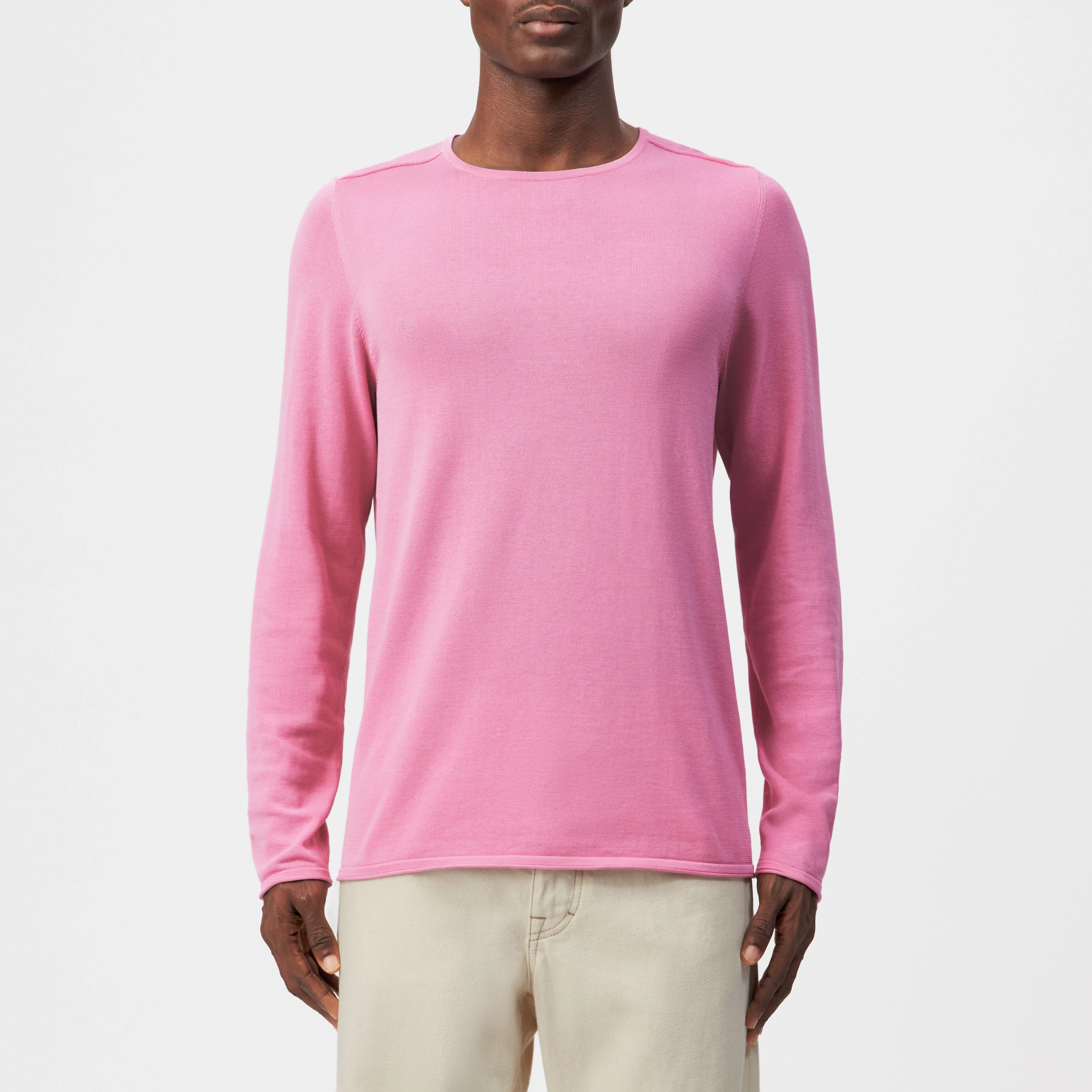 RIKONO - Knitted jumper in clean cotton - men - pink - Frontansicht