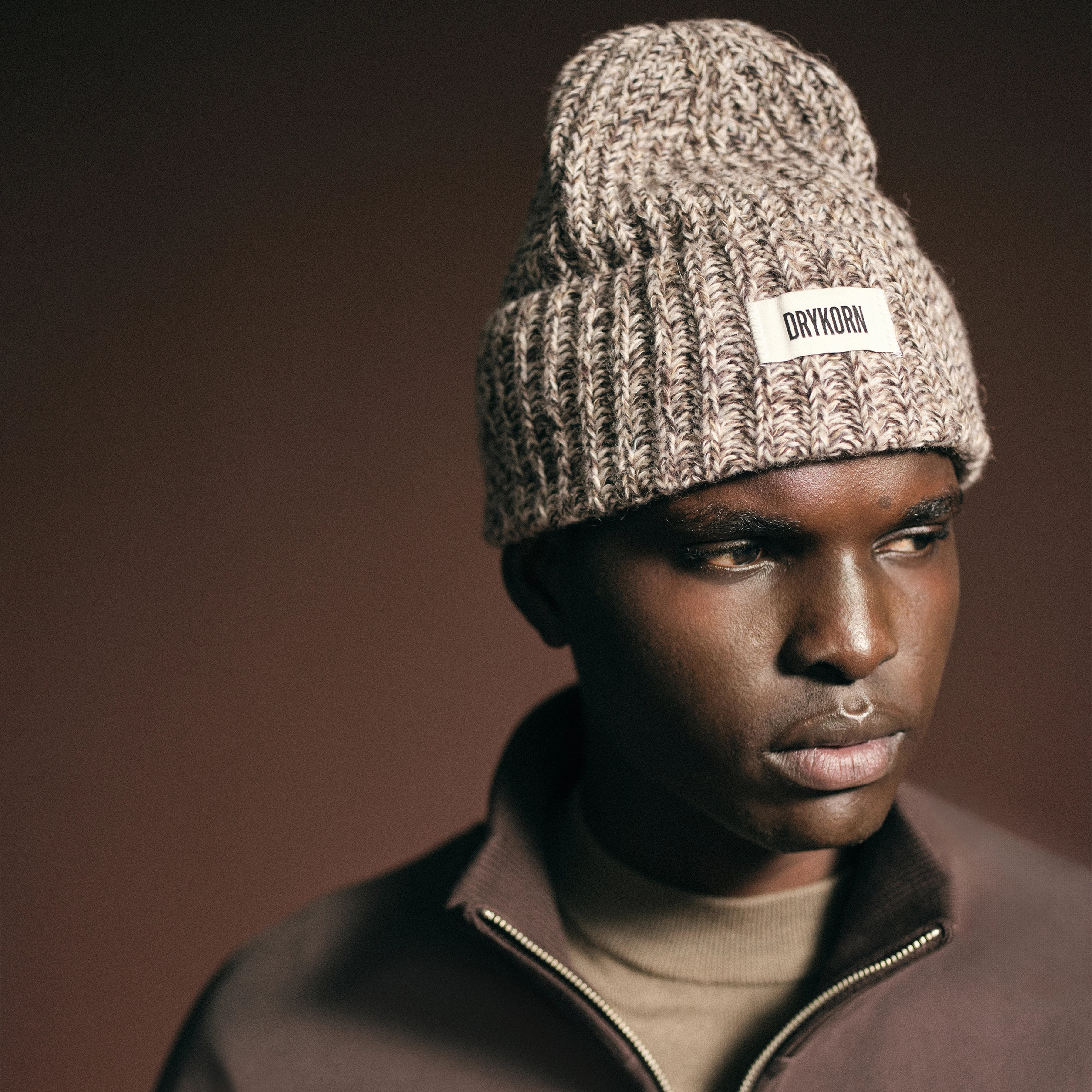 LOAH - Beanie in Woll-Baumwollmix - Unisex - braun