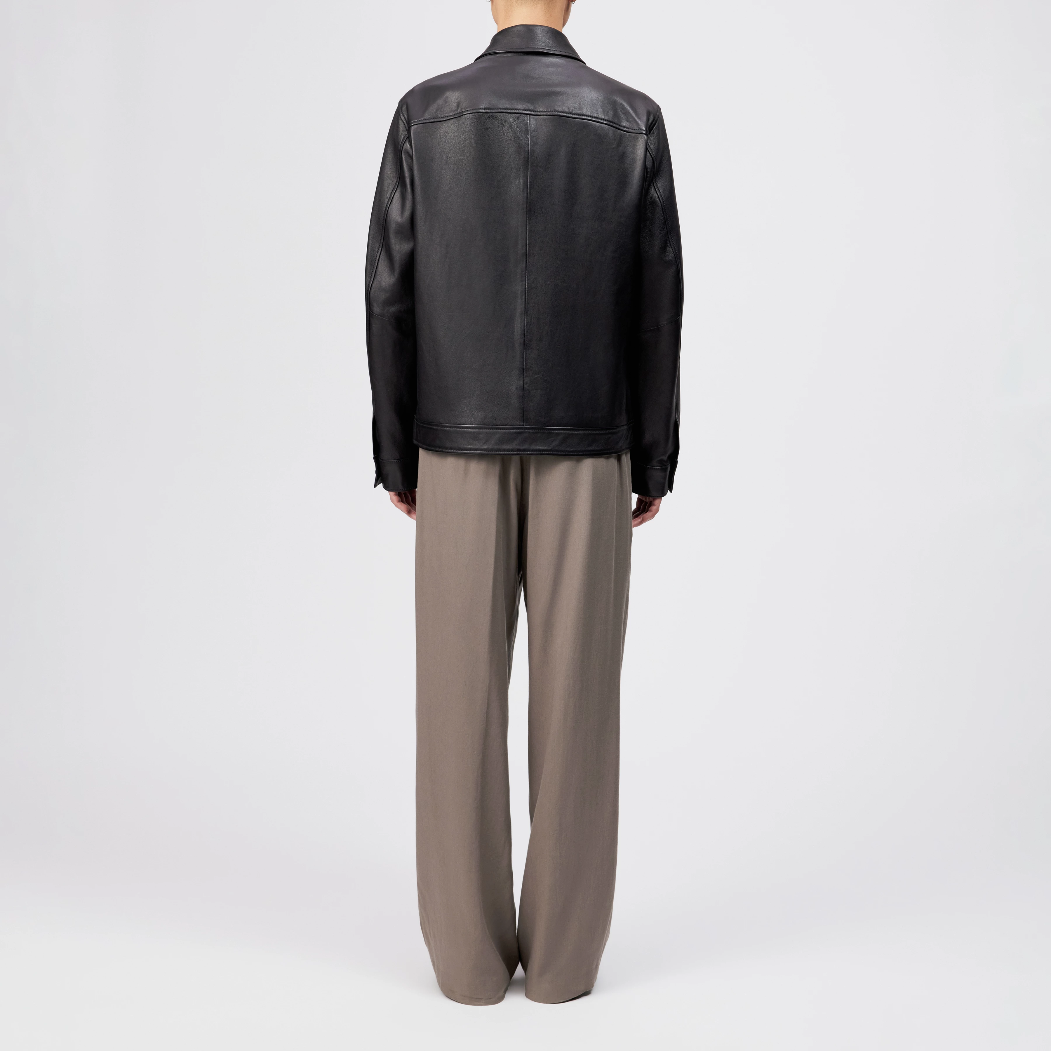 RIKKA_2 - Regular fit zip jacket in nappa leather - men - black - Rückansicht