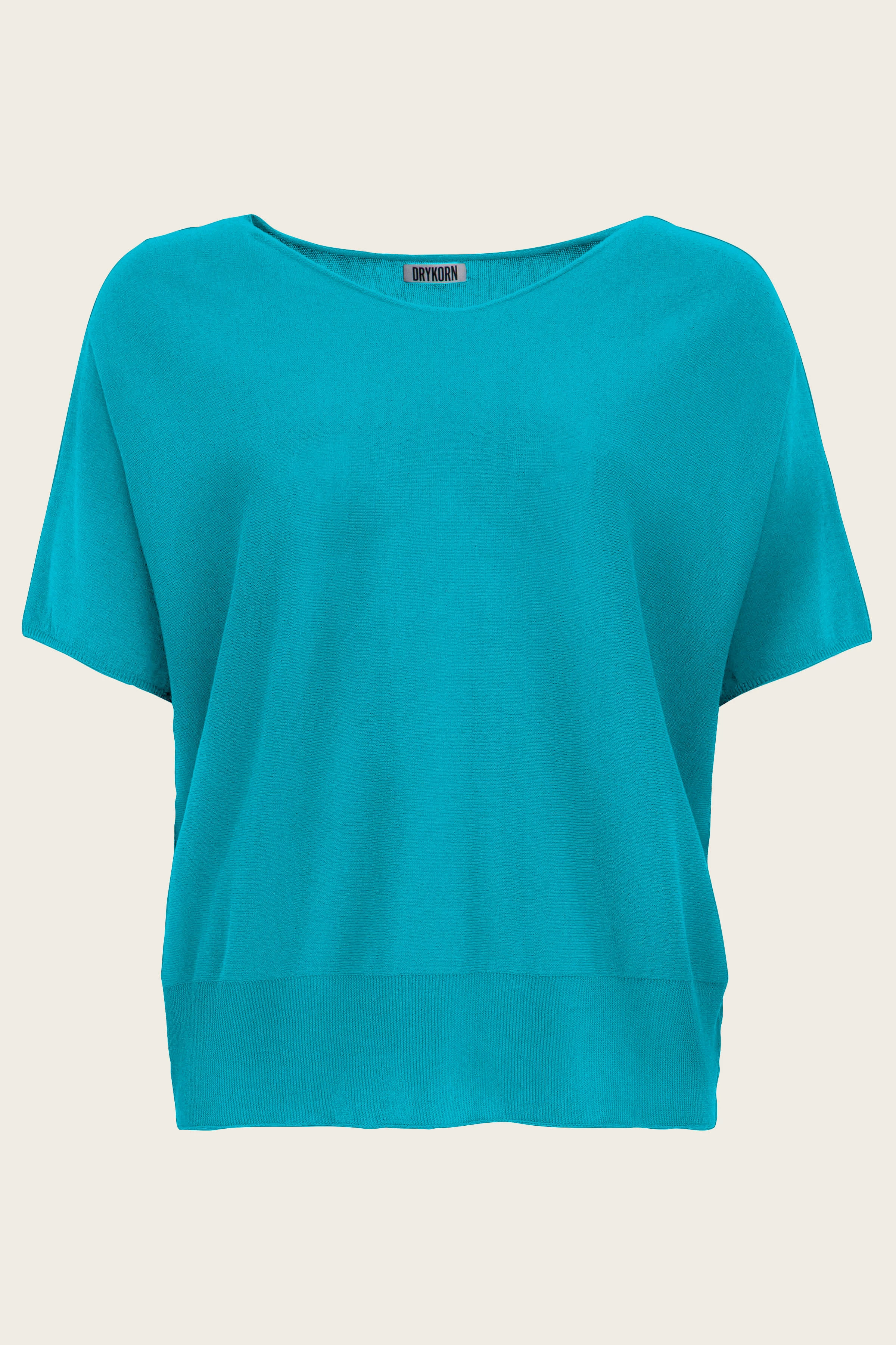SOMELI - Strick-T-Shirt aus Baumwoll-Crêpe - Damen - blau - Freisteller Frontansicht
