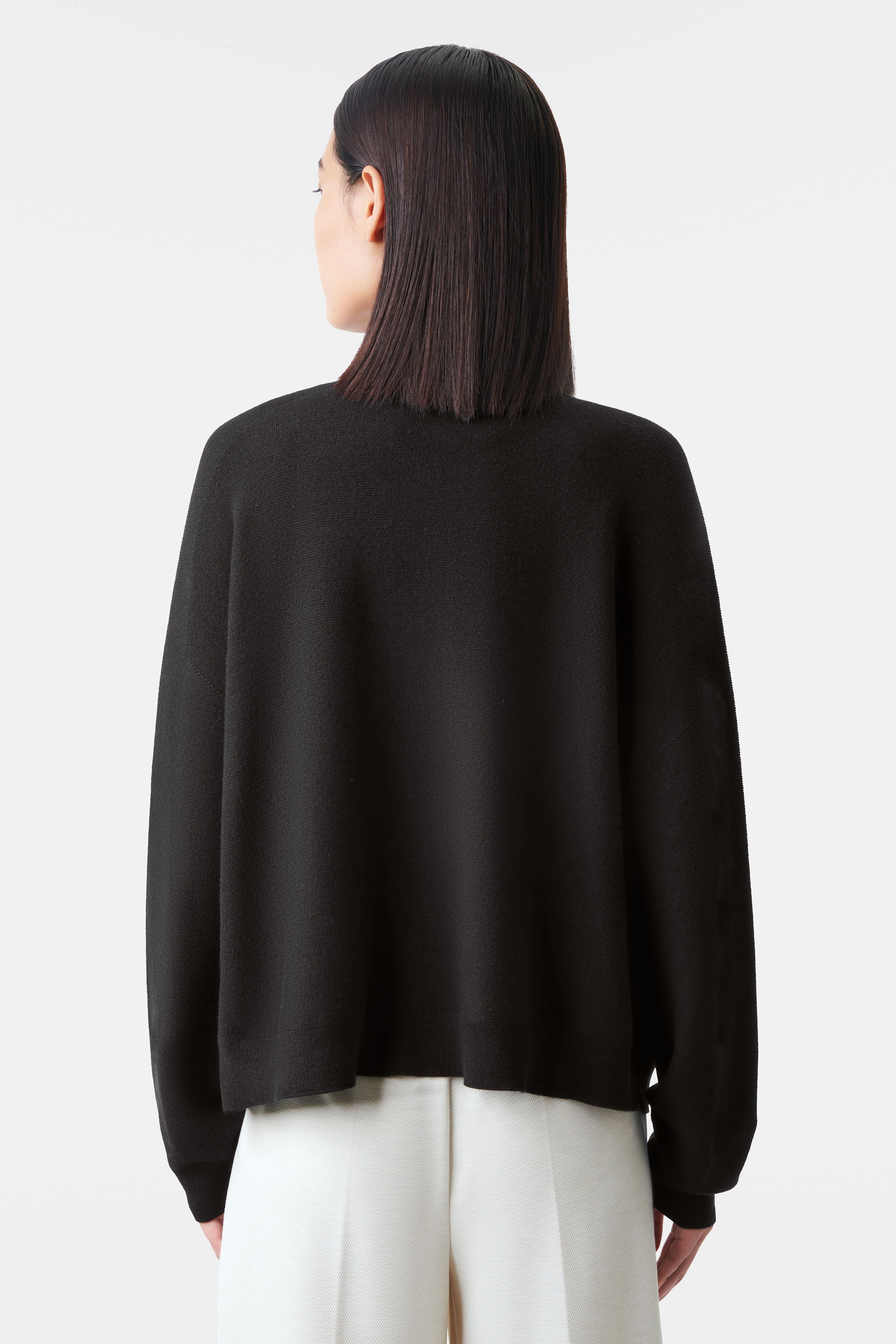 MIRALA - lässige Strickjacke in Baumwoll-Kaschmir - Damen - schwarz - Rückansicht