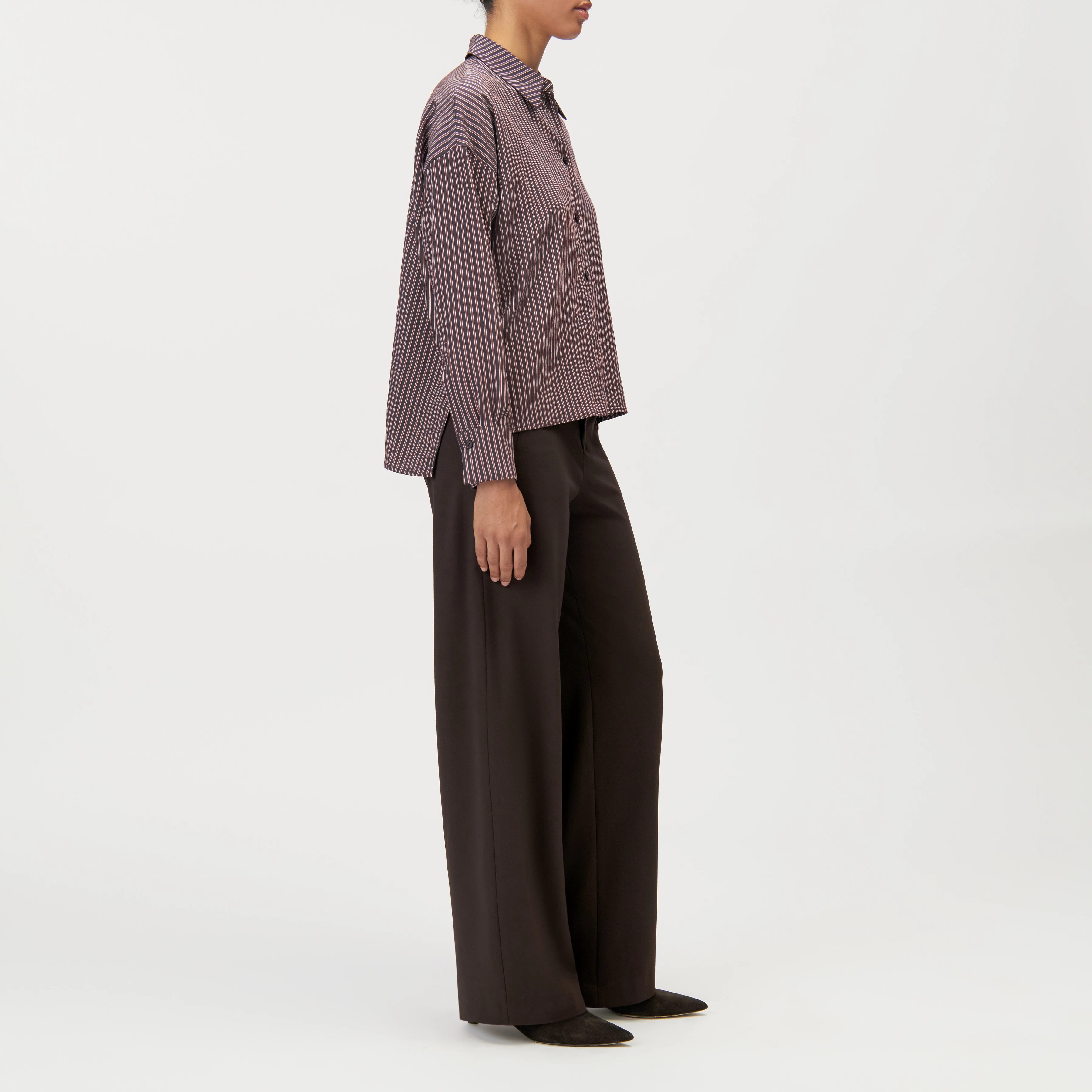 CLOELIA - Classic shirt blouse in viscose mix - women - brown - Seitenansicht