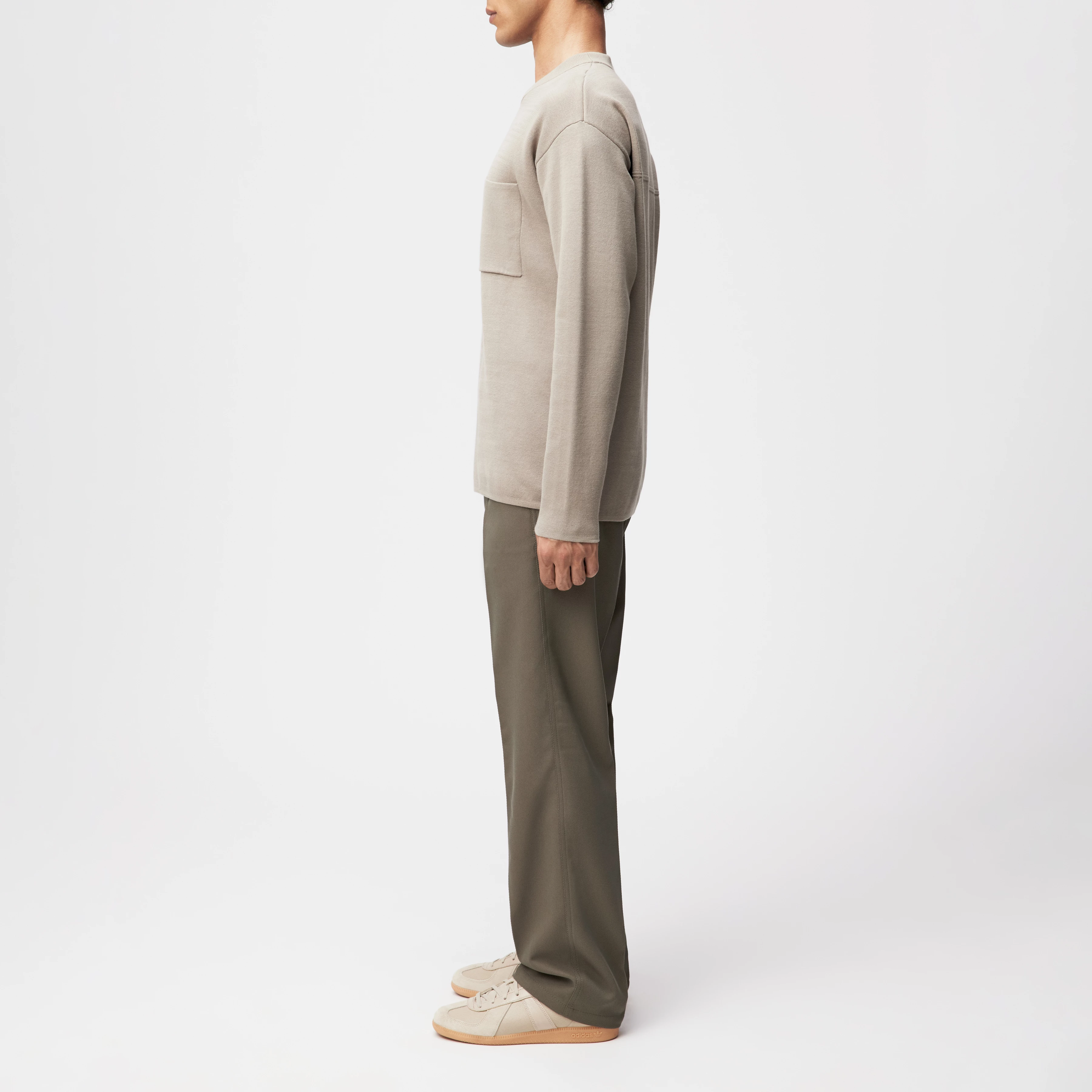 LEVVIN - Longsleeve in Baumwoll-Mix - Herren - beige - Seitenansicht