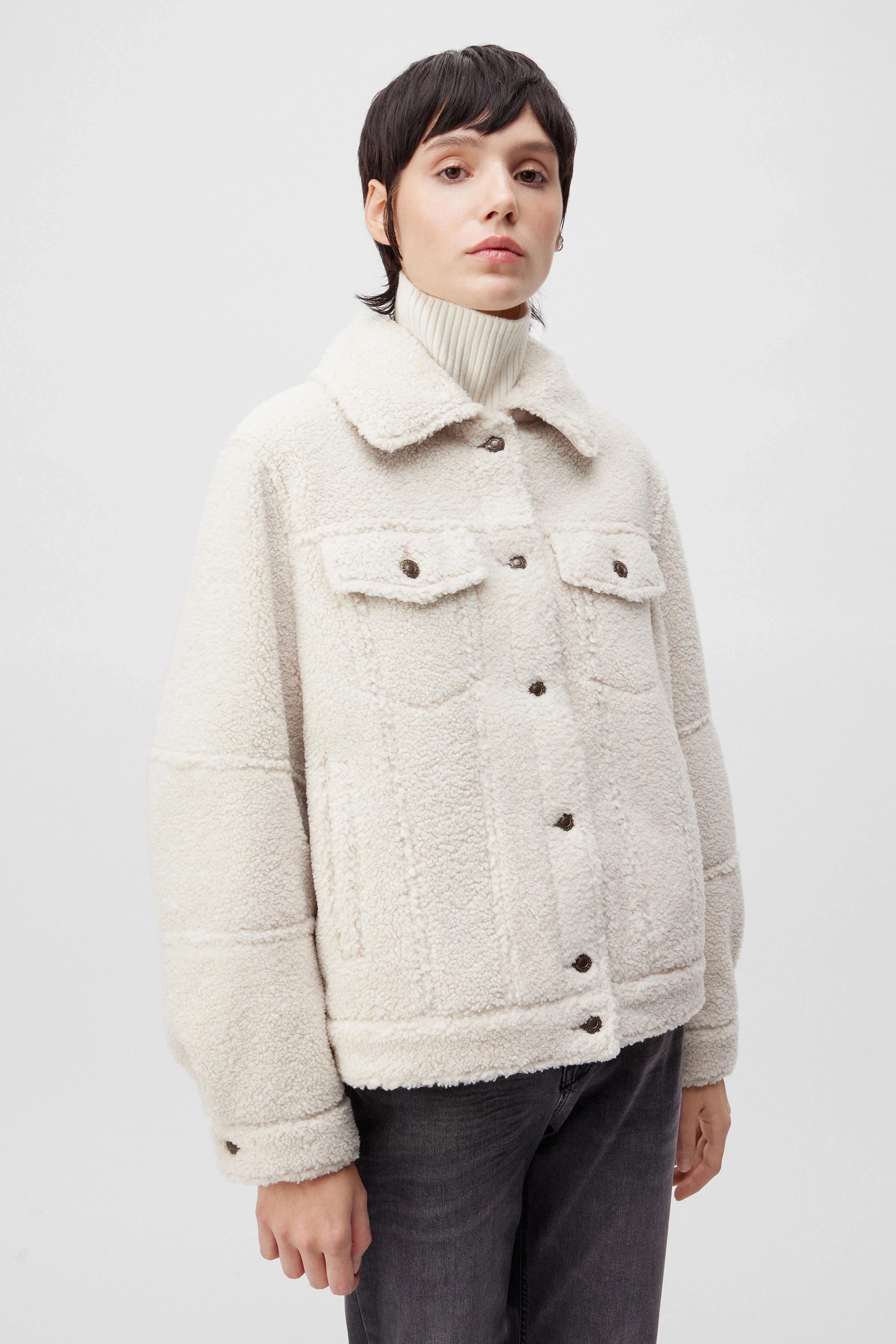 BRASA - oversized Teddyjacke - Damen - beige - Frontansicht