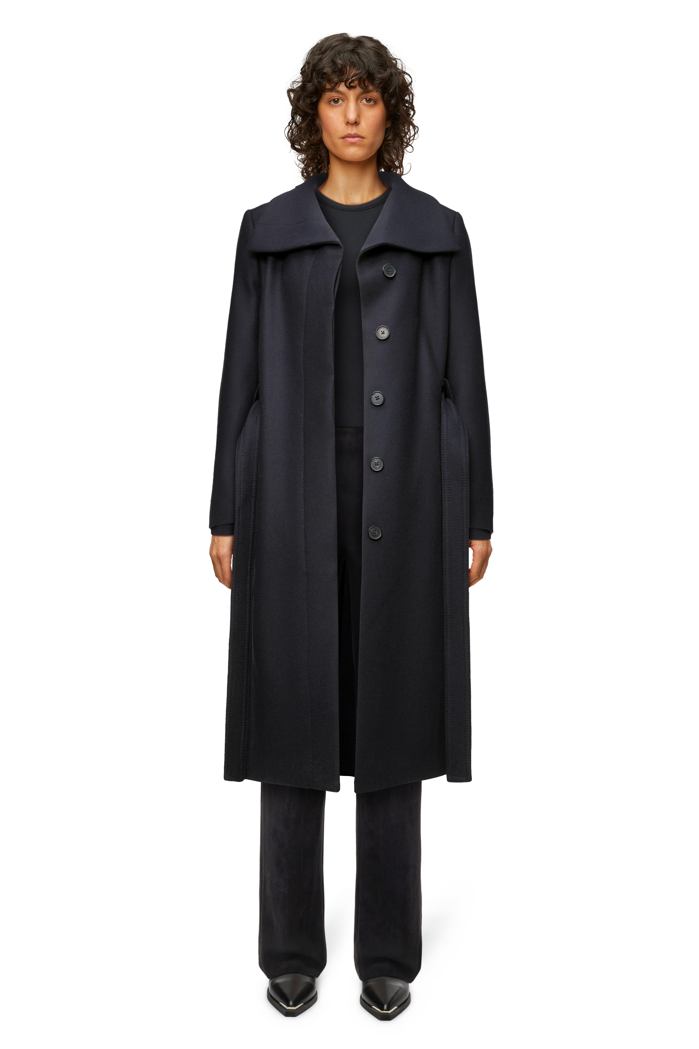 LEICESTER - Jas met opstaande kraag in winterse wolmix - dames - blauw - Ganzkörper-Frontansicht