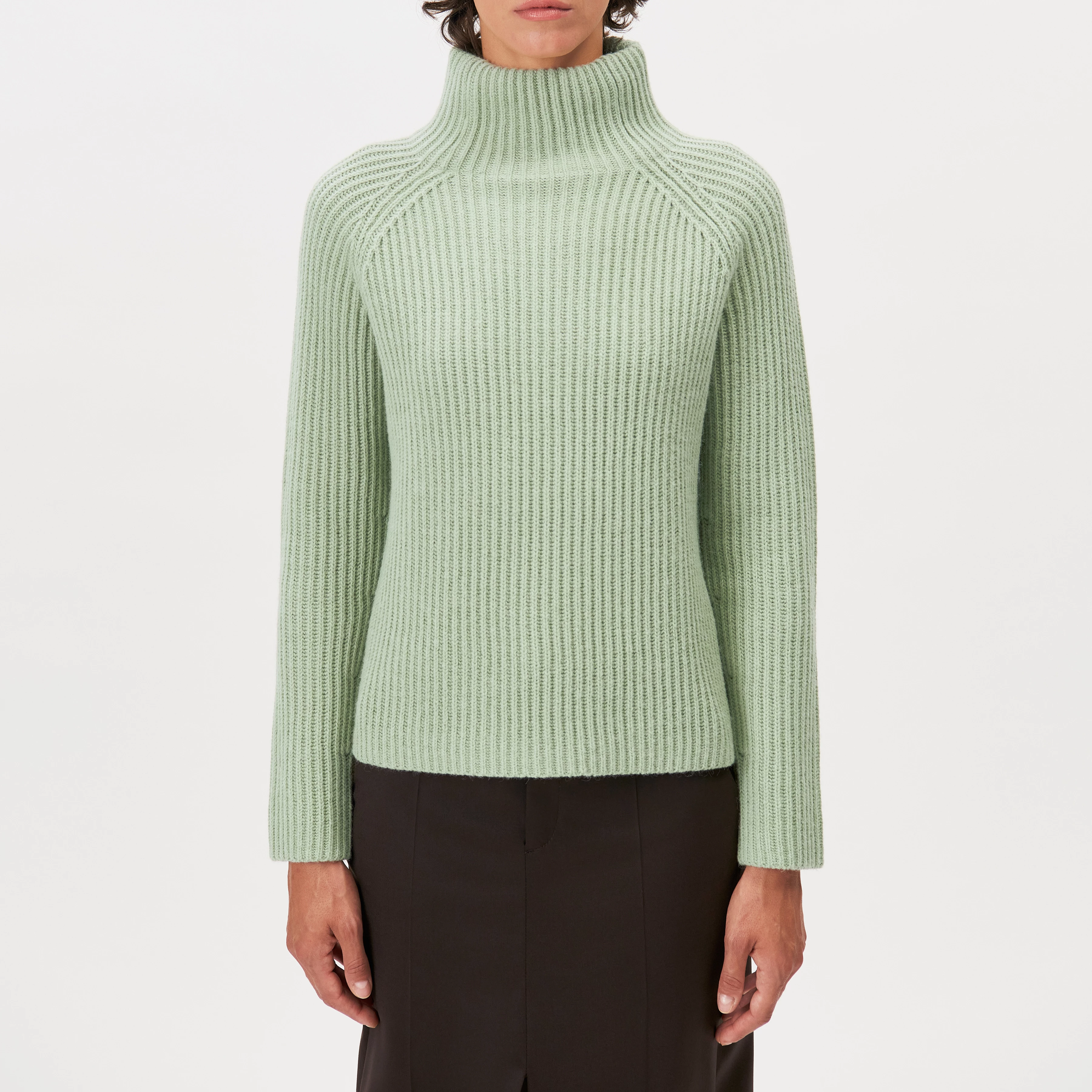 ARWEN - Rollkragenpullover in Woll-Alpakamix - Damen - grün - Frontansicht