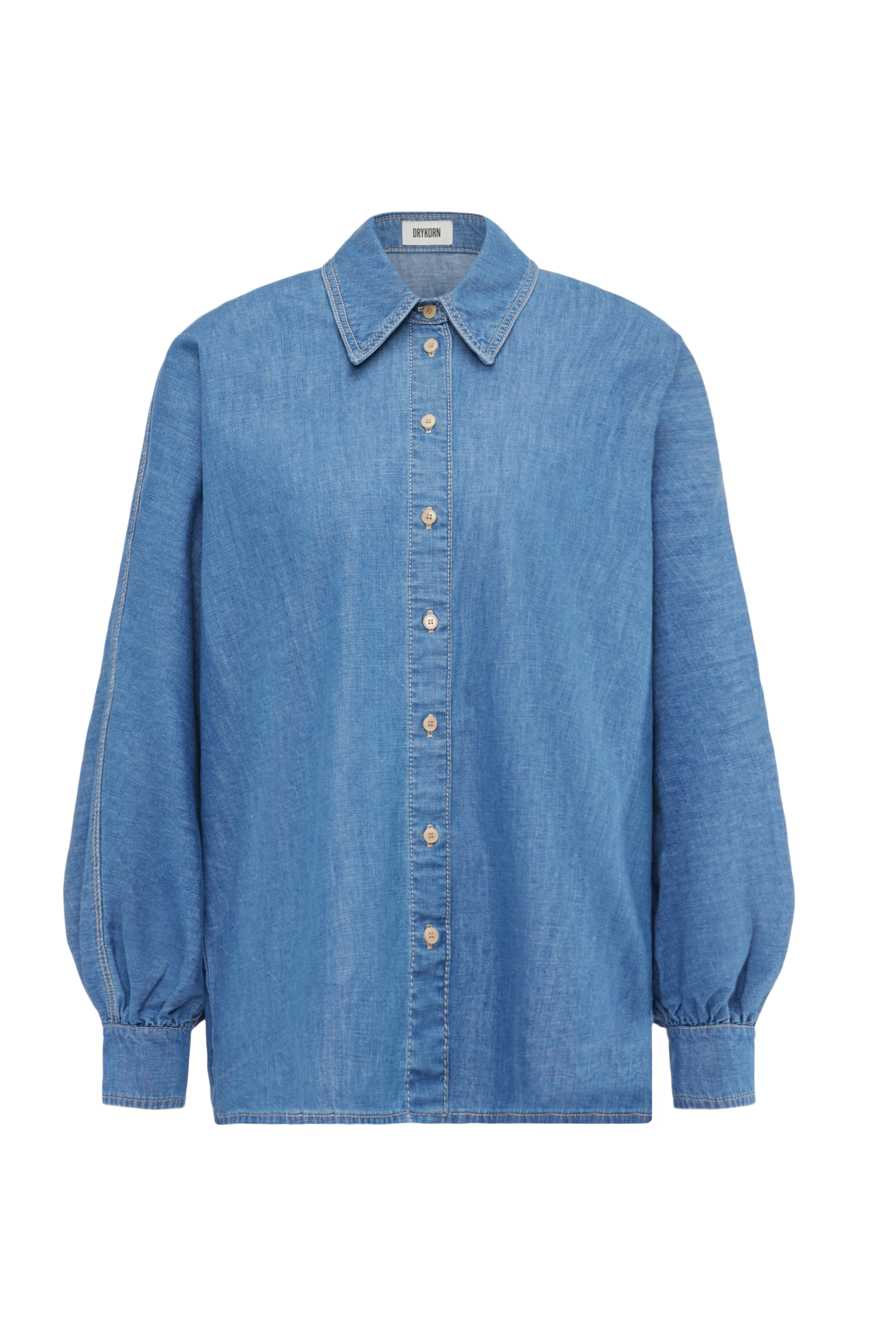 MOYALA - Bluse in Blue-Denim - Damen - blau - Freisteller Frontansicht