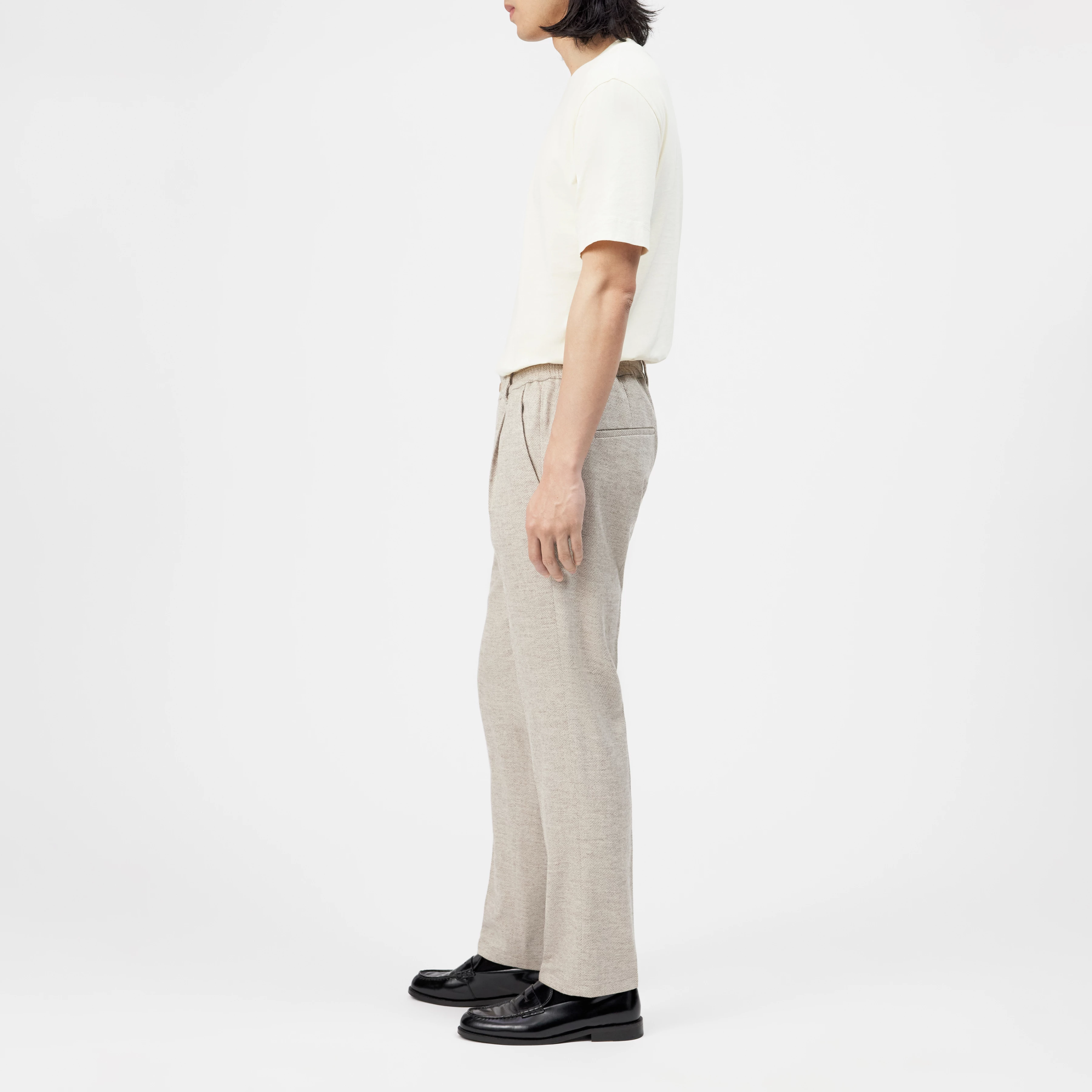 CHASY_RGLR - Casual Hose mit Bundfalte in Viskose-Woll-Mix - Herren - beige - Seitenansicht