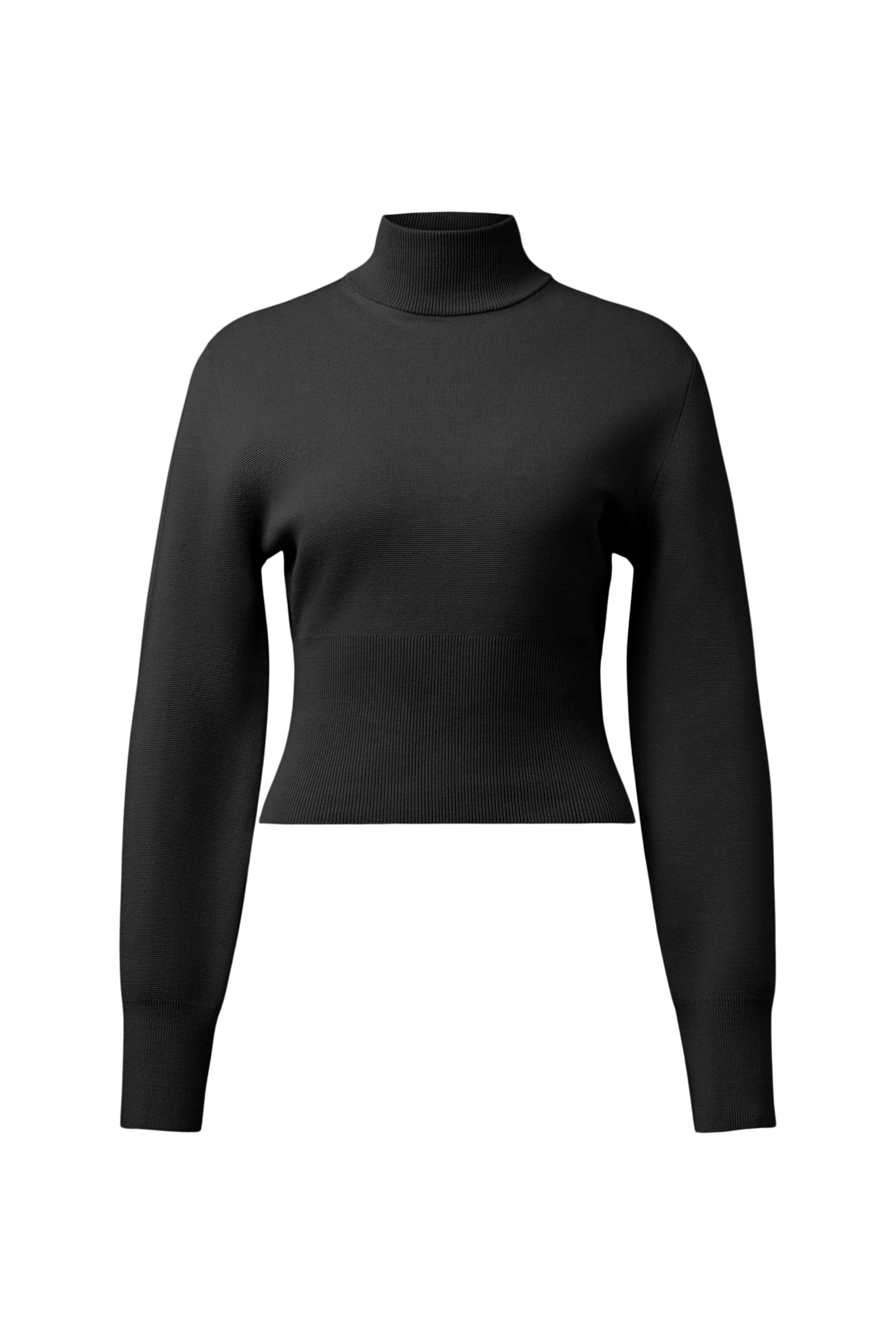 MERCELLA - Cropped cotton polo neck jumper - women - black - Freisteller Frontansicht