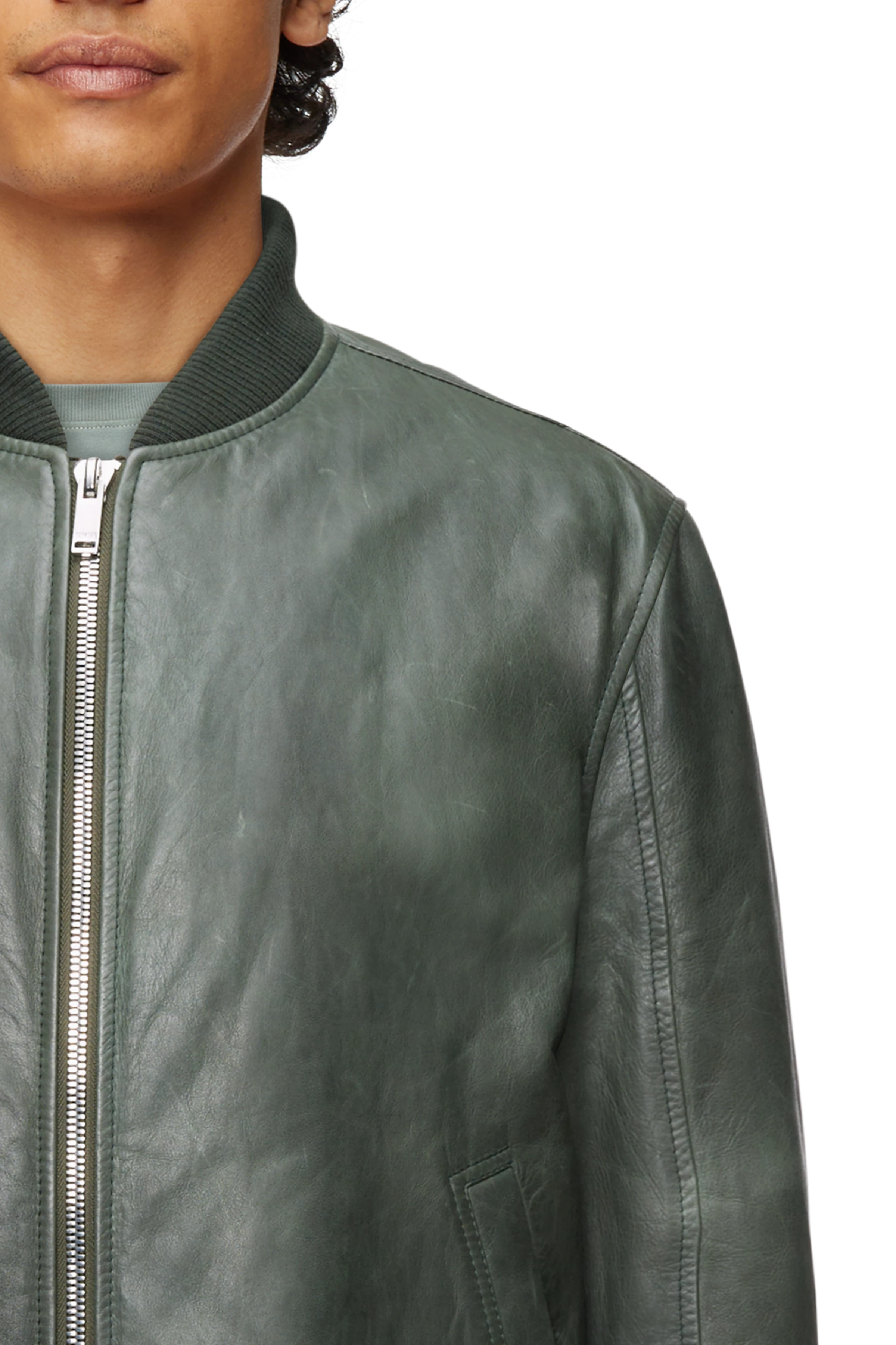 NIMBEK - Bomberjacke in Leder wattiert mit THINDOWN® - Herren - grün - Seitenansicht