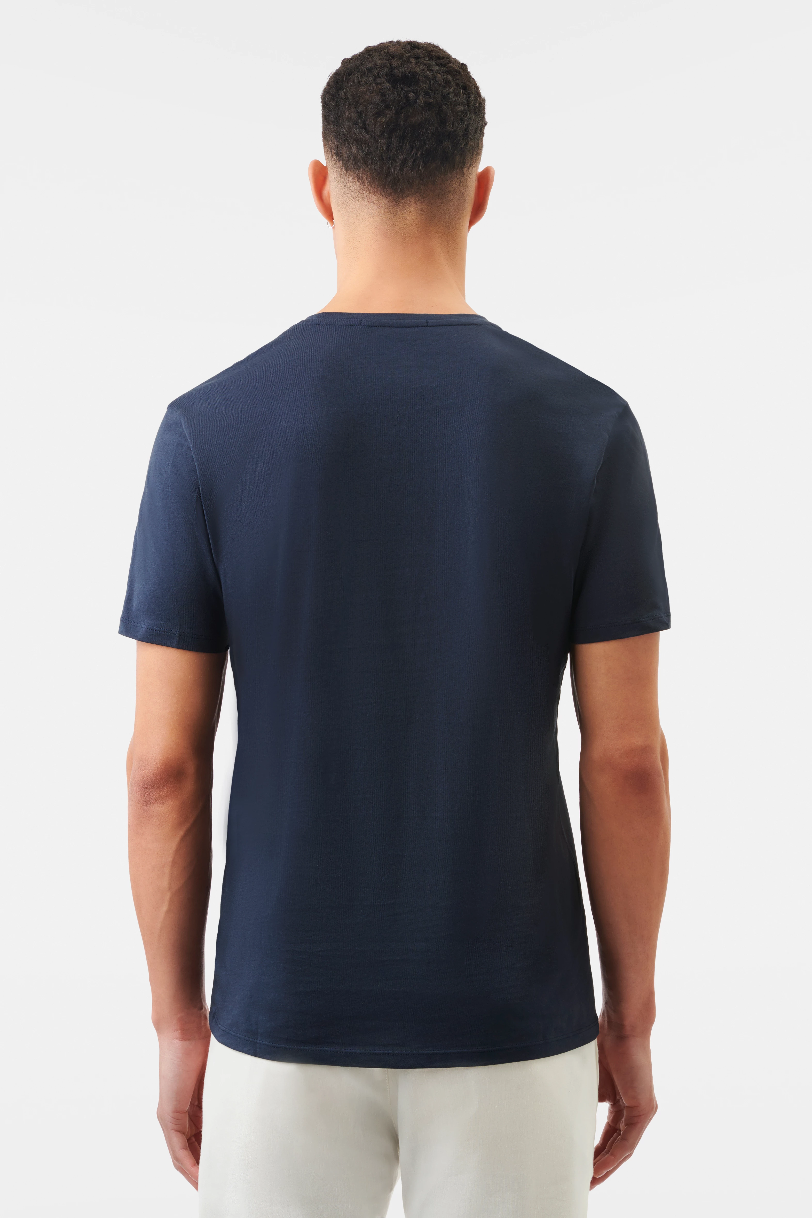 CARLO - regular fit t-shirt van katoen - heren - blauw - Rückansicht